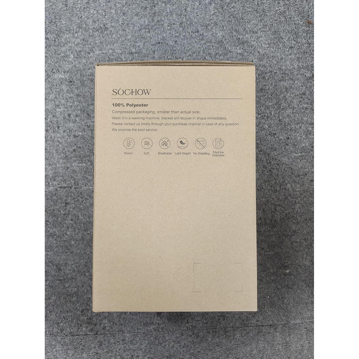 Manta de Sherpa SOCHOW 127x152 cm Gris Suave y Reversible