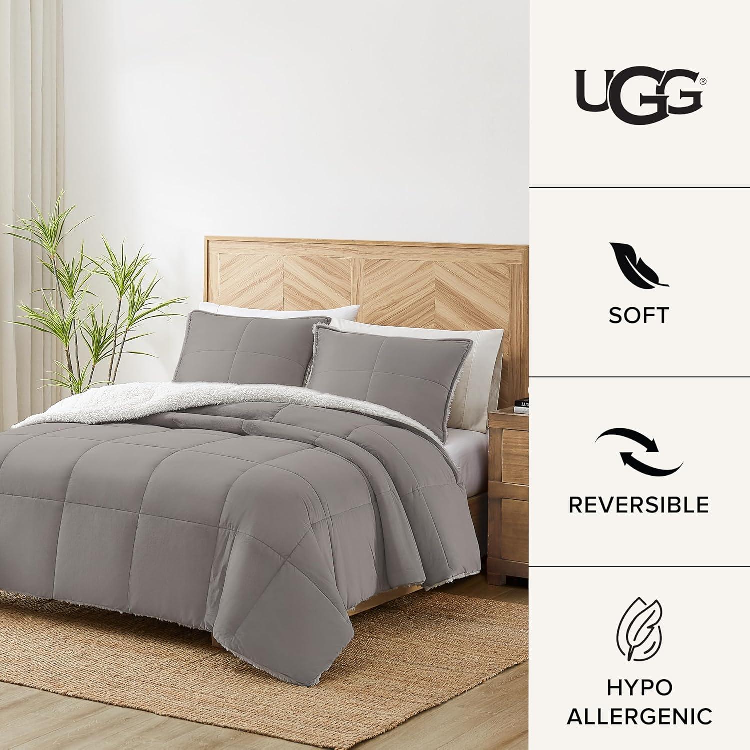 Juego de Edredón UGG Blissful Rey Gris con 2 Fundas Reversibles