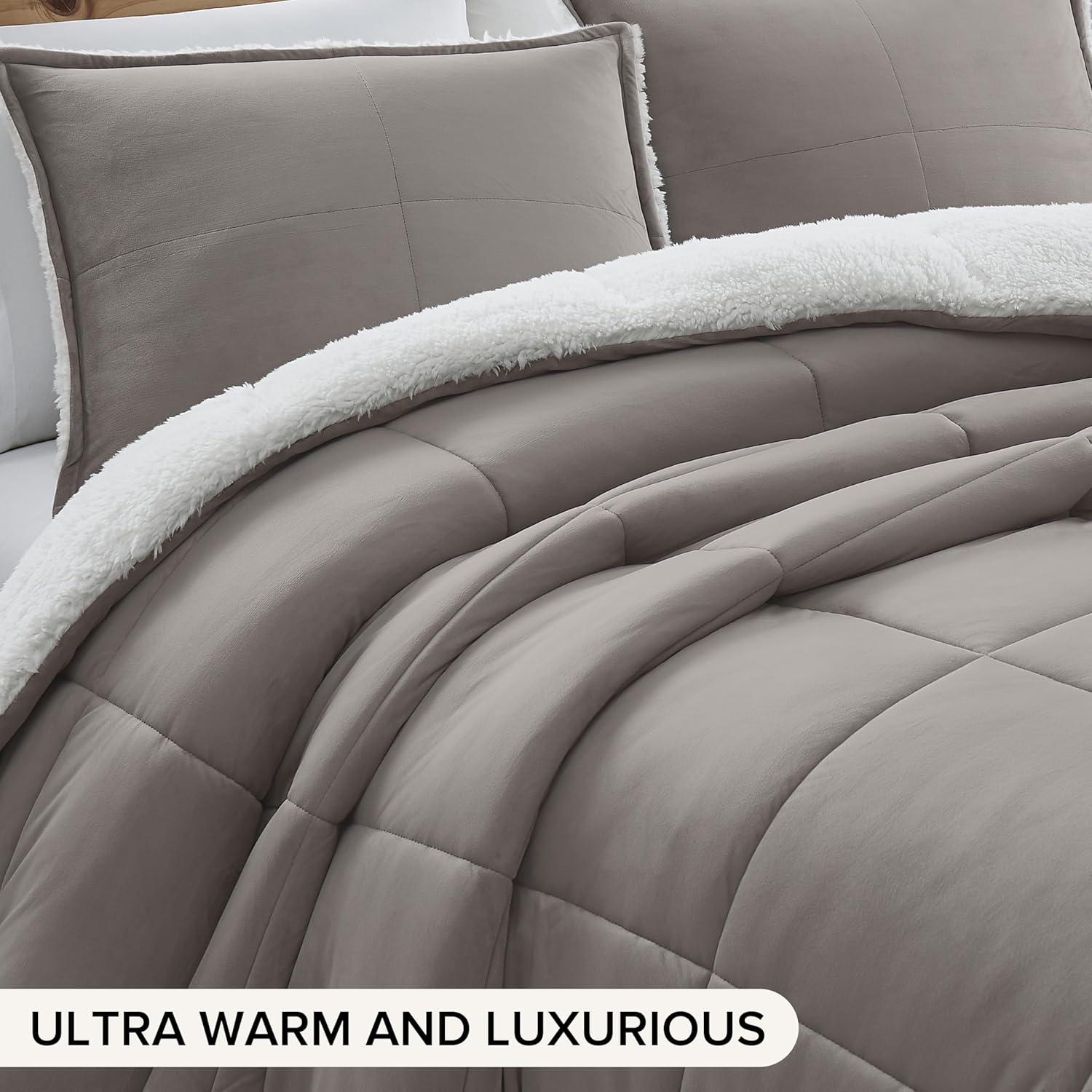 Juego de Edredón UGG Blissful Rey Gris con 2 Fundas Reversibles