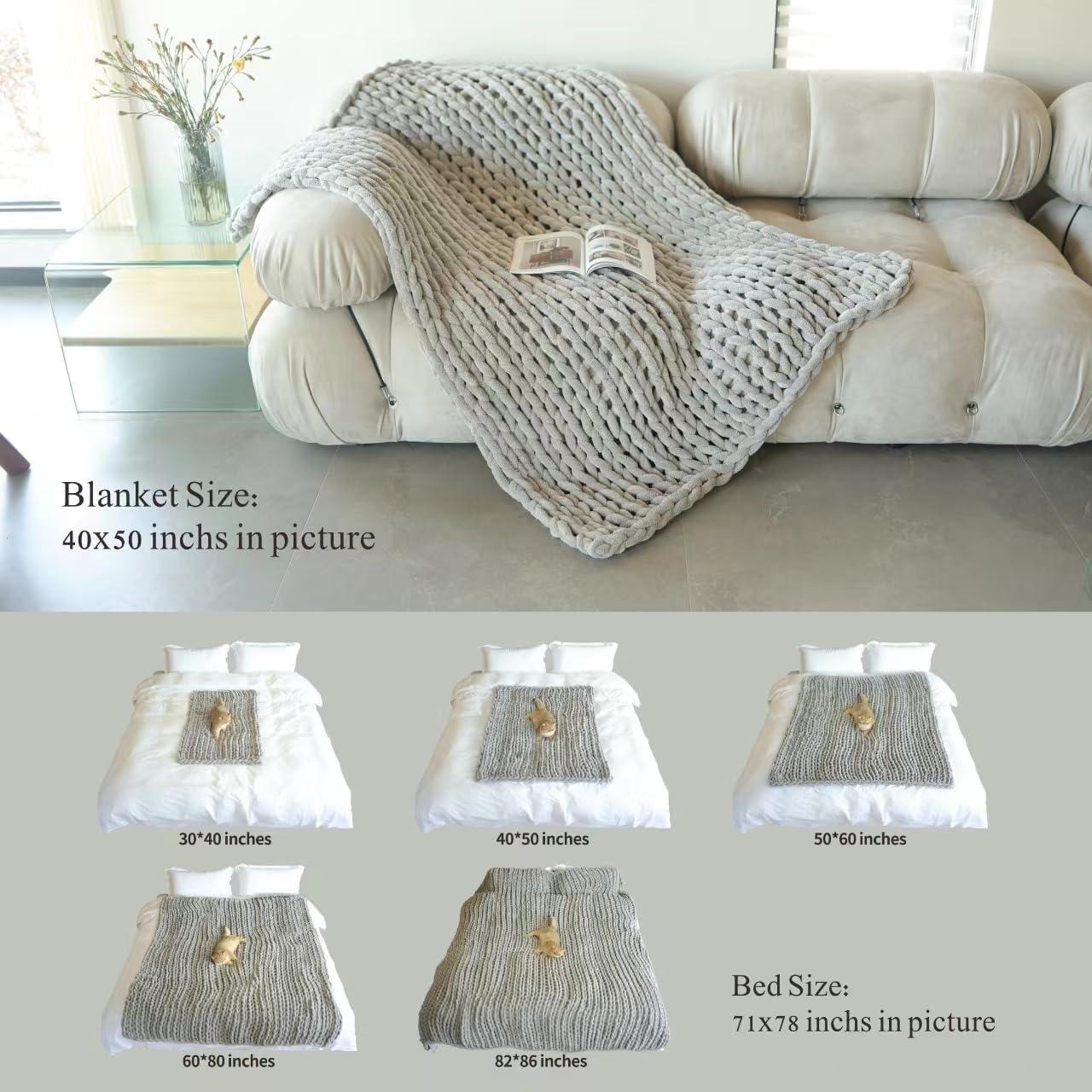 Manta de Chenille Maetoow 101.6x127 cm Crema Hecha a Mano