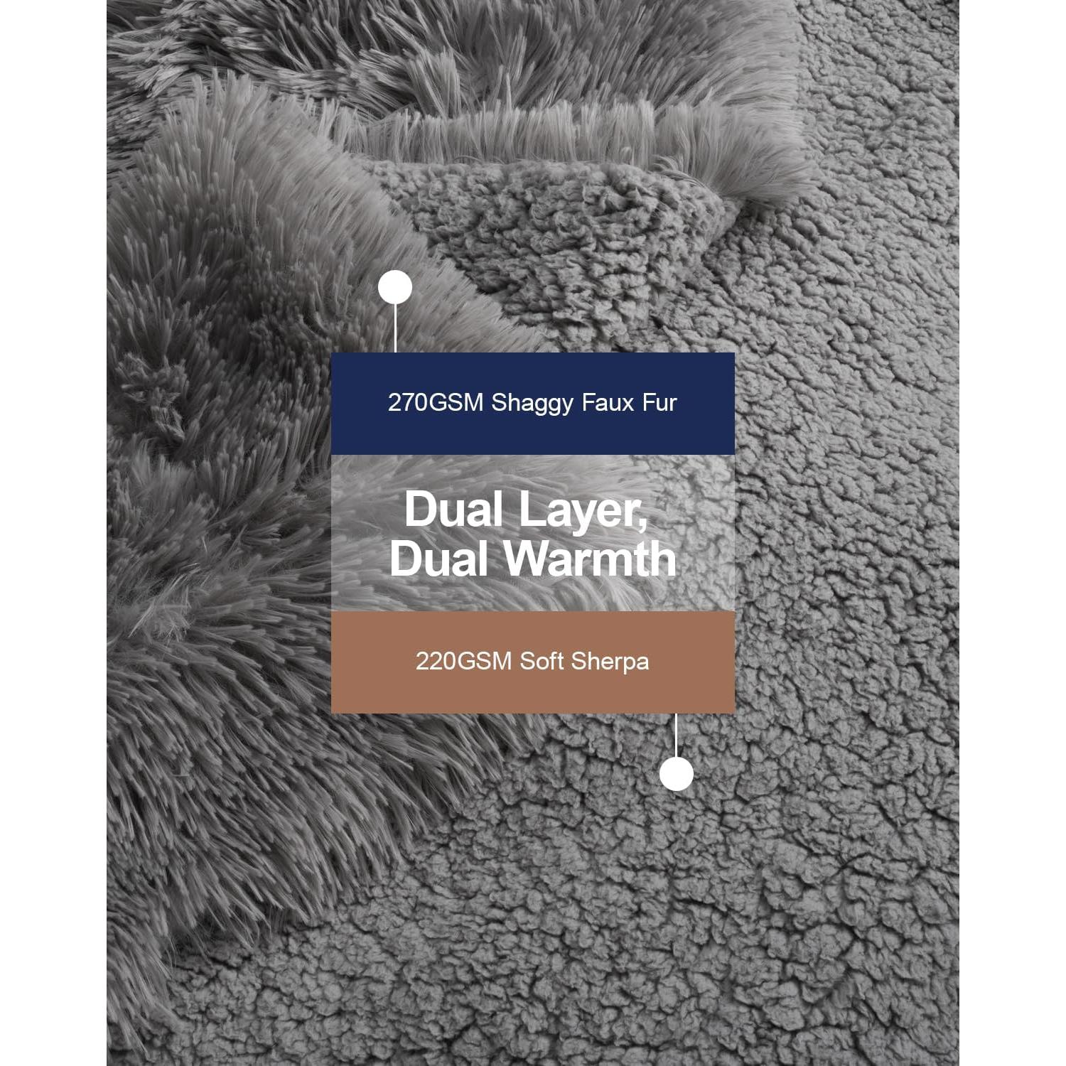 Manta de Piel Sintética Pawque 152x203 cm Gris Suave