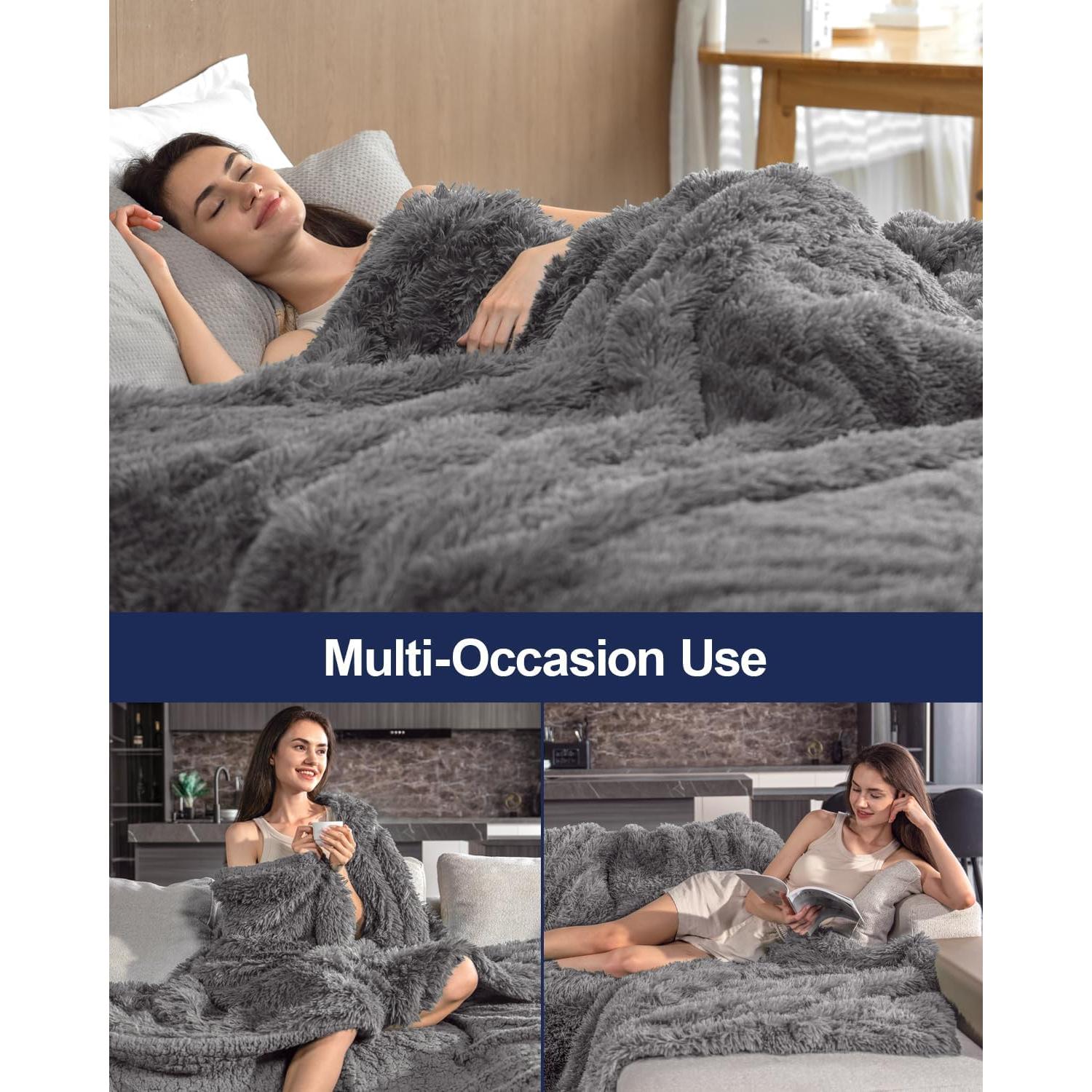 Manta de Piel Sintética Pawque 152x203 cm Gris Suave