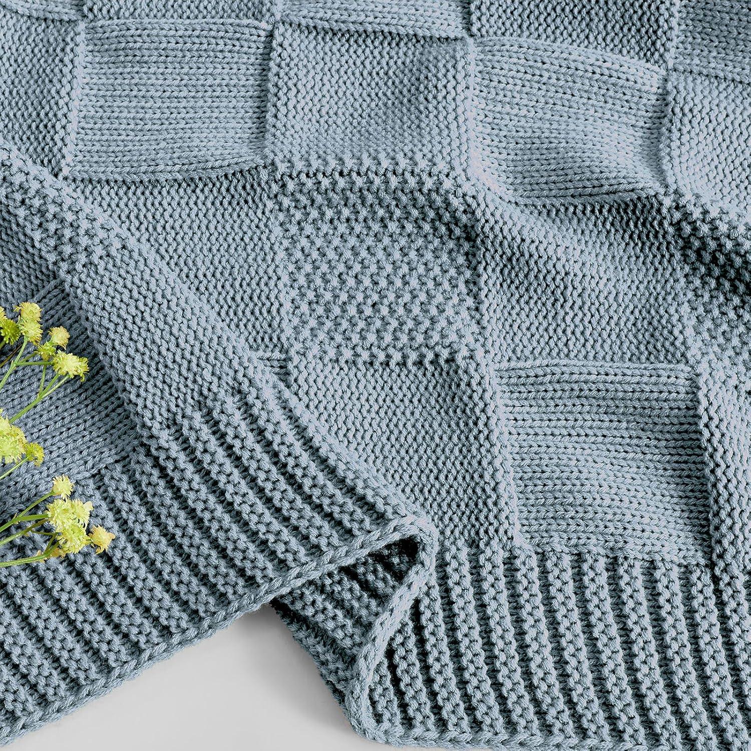 Manta de Tejido a Cuadros CozeCube 127x152cm Azul Polvoriento