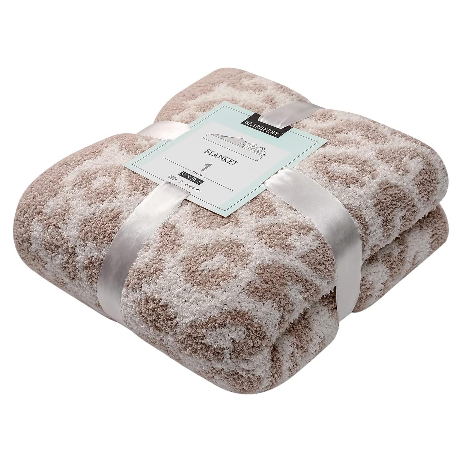Manta XL Bearberry de Microfibra Leopardo Piedra/Cream 130x178 cm