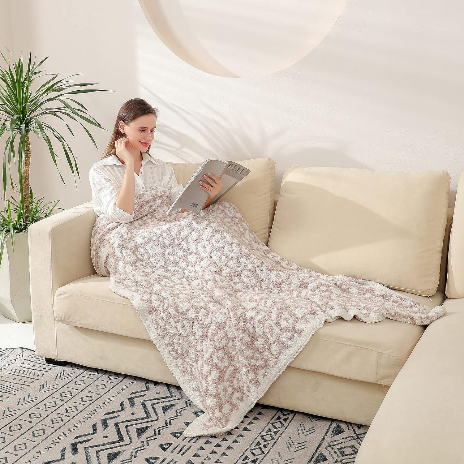 Manta XL Bearberry de Microfibra Leopardo Piedra/Cream 130x178 cm