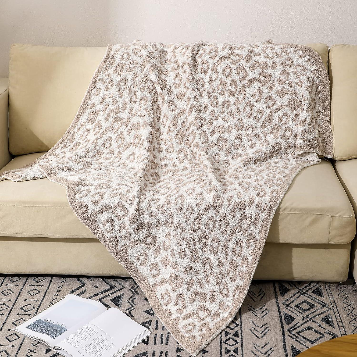 Manta XL Bearberry de Microfibra Leopardo Piedra/Cream 130x178 cm
