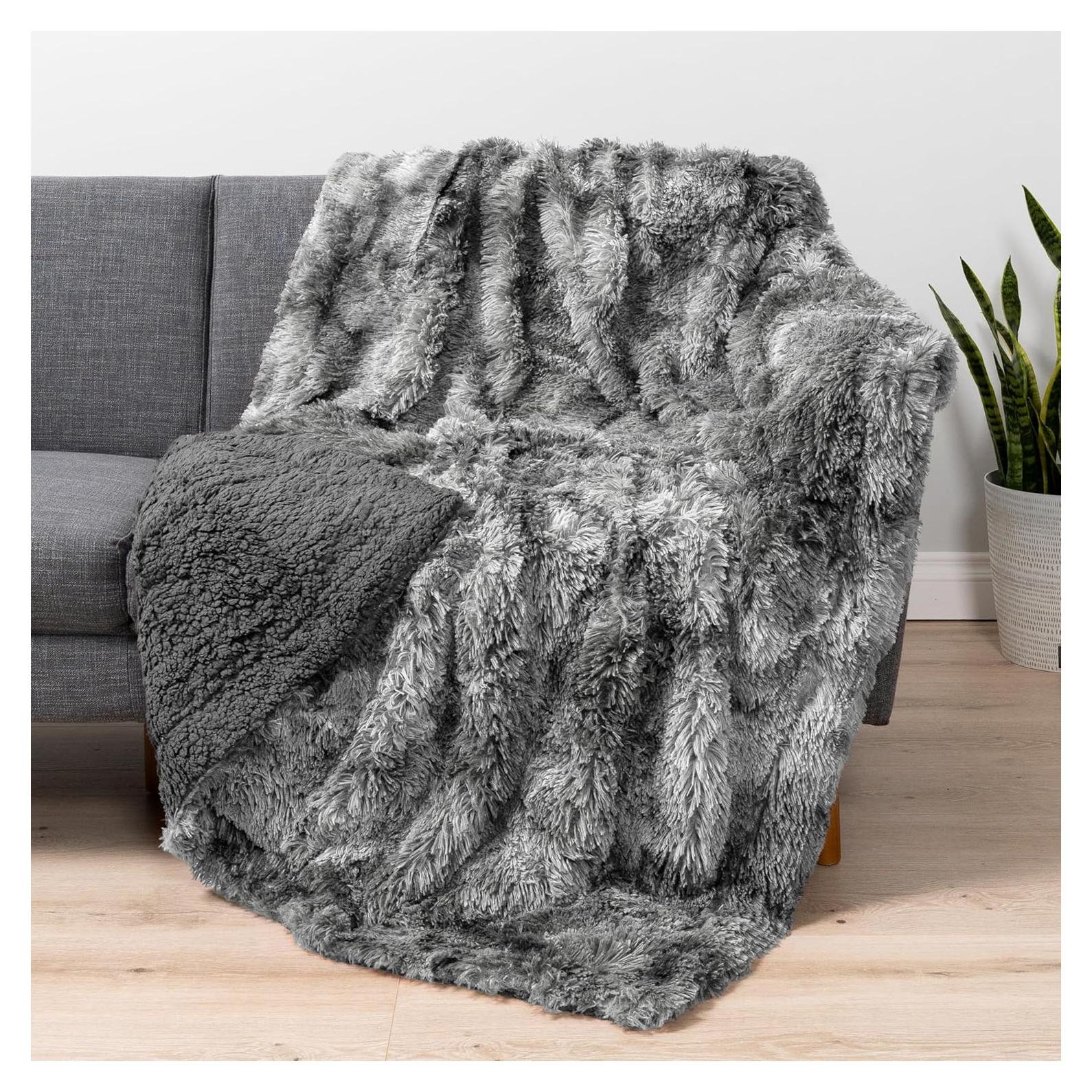 Manta de Peluche Pavilia Tie-Dye Gris 127x152 cm Sherpa