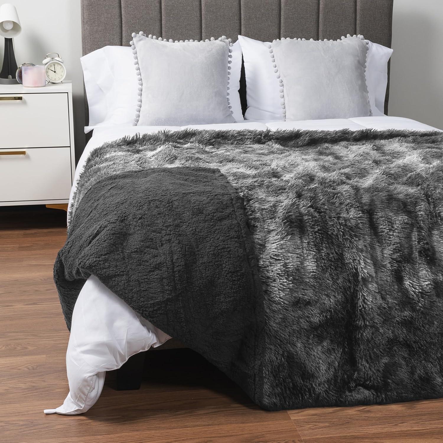 Manta de Peluche Pavilia Tie-Dye Gris 127x152 cm Sherpa