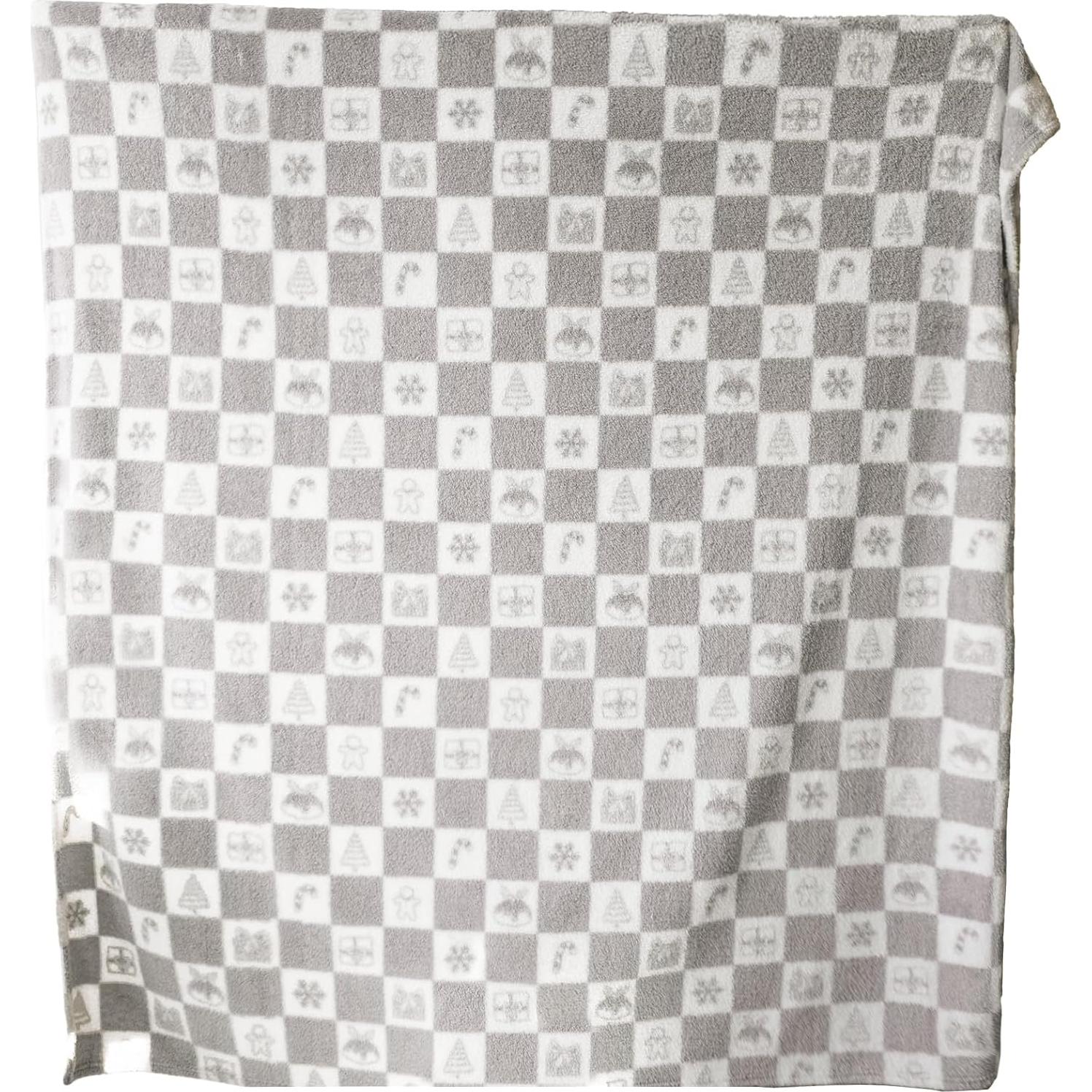 Manta A Cuadros EMME 127x152cm Microfibra Gris Suave