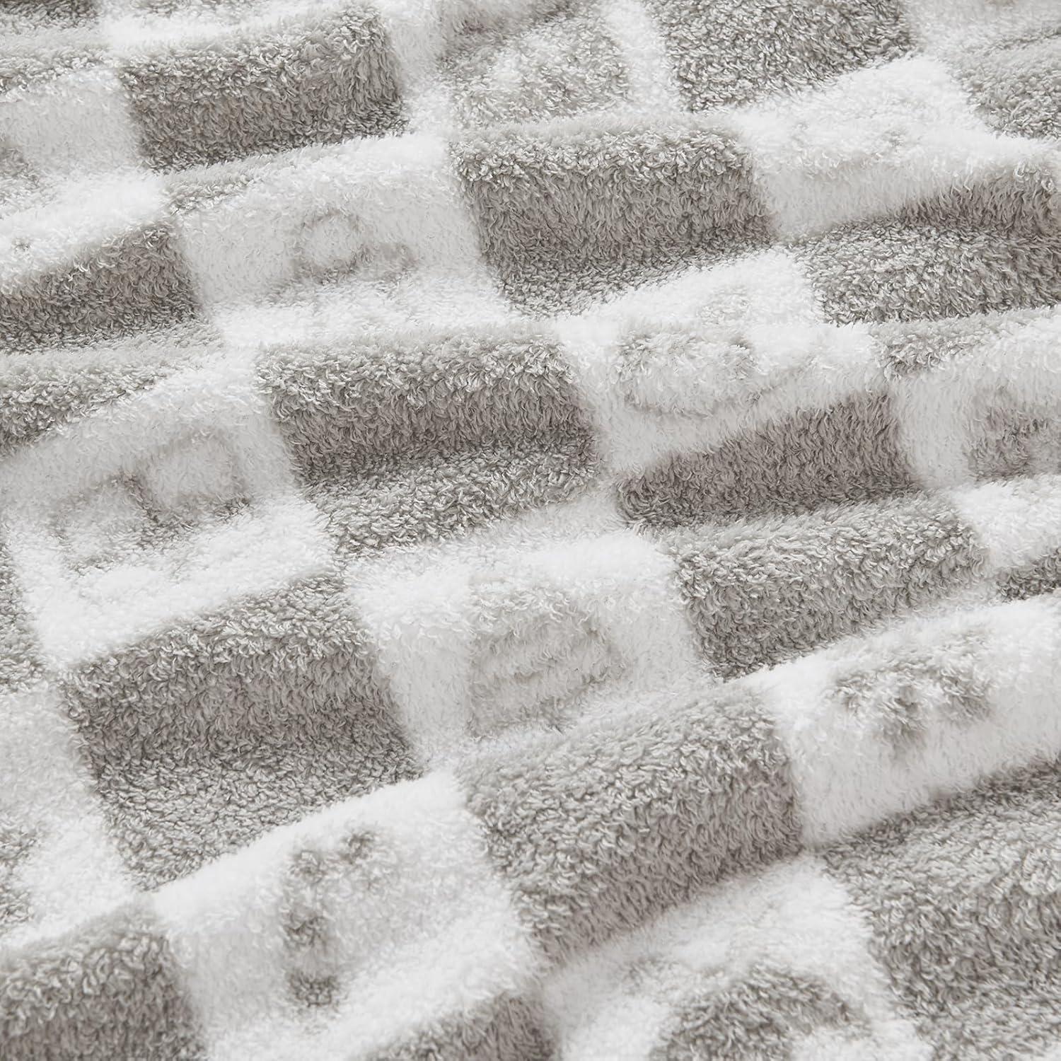 Manta A Cuadros EMME 127x152cm Microfibra Gris Suave