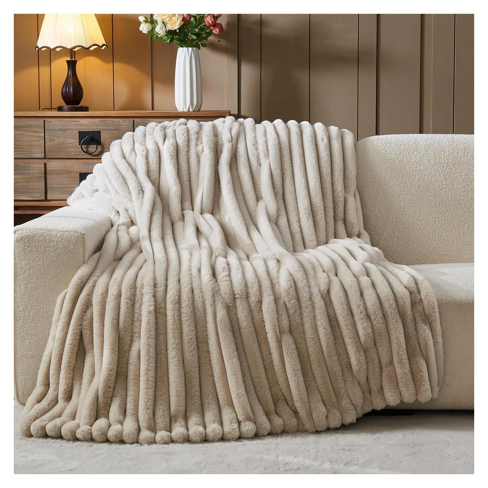 Manta de Piel Sintética NEWCOSPLAY 127x152cm Lino Acanalado