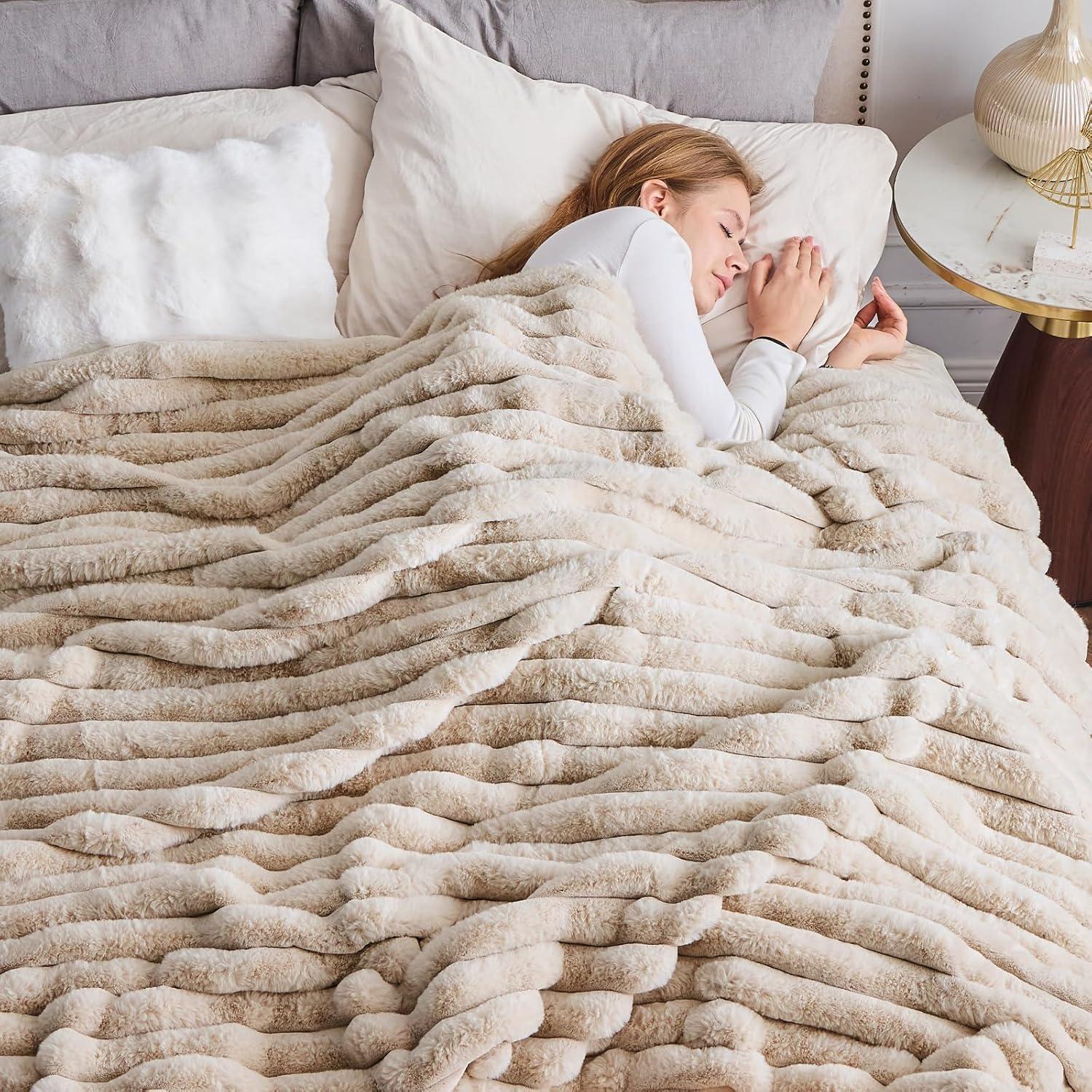 Manta de Piel Sintética NEWCOSPLAY 127x152cm Lino Acanalado