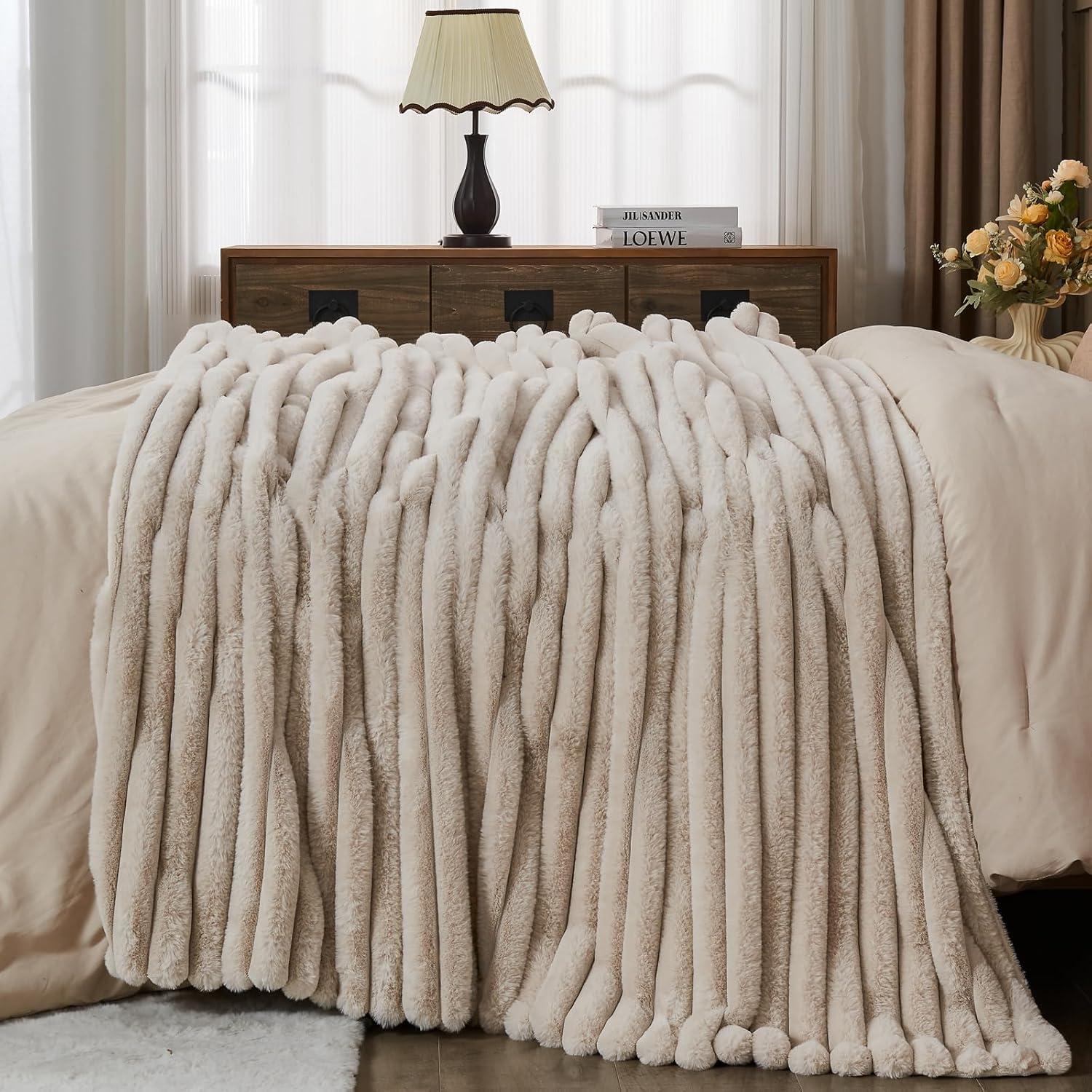 Manta de Piel Sintética NEWCOSPLAY 127x152cm Lino Acanalado