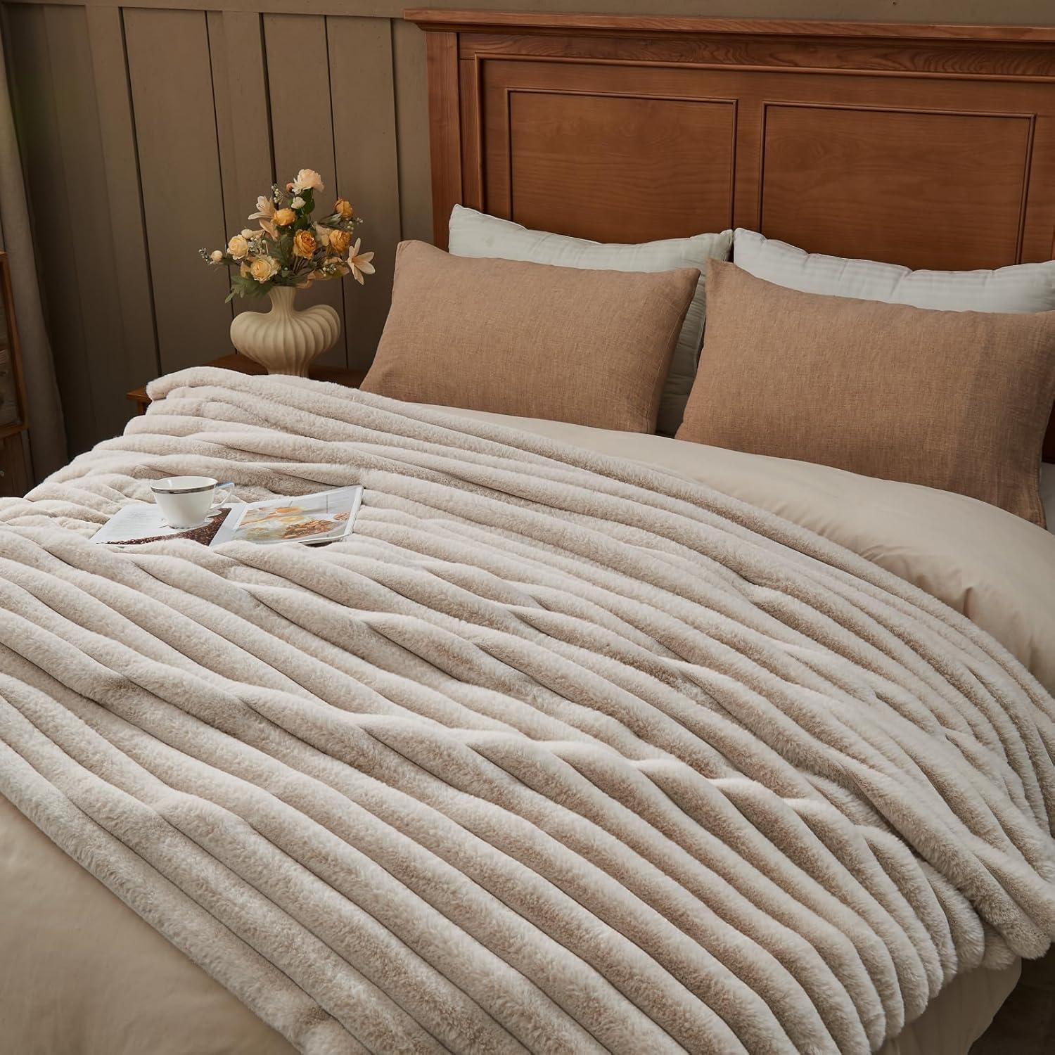 Manta de Piel Sintética NEWCOSPLAY 127x152cm Lino Acanalado