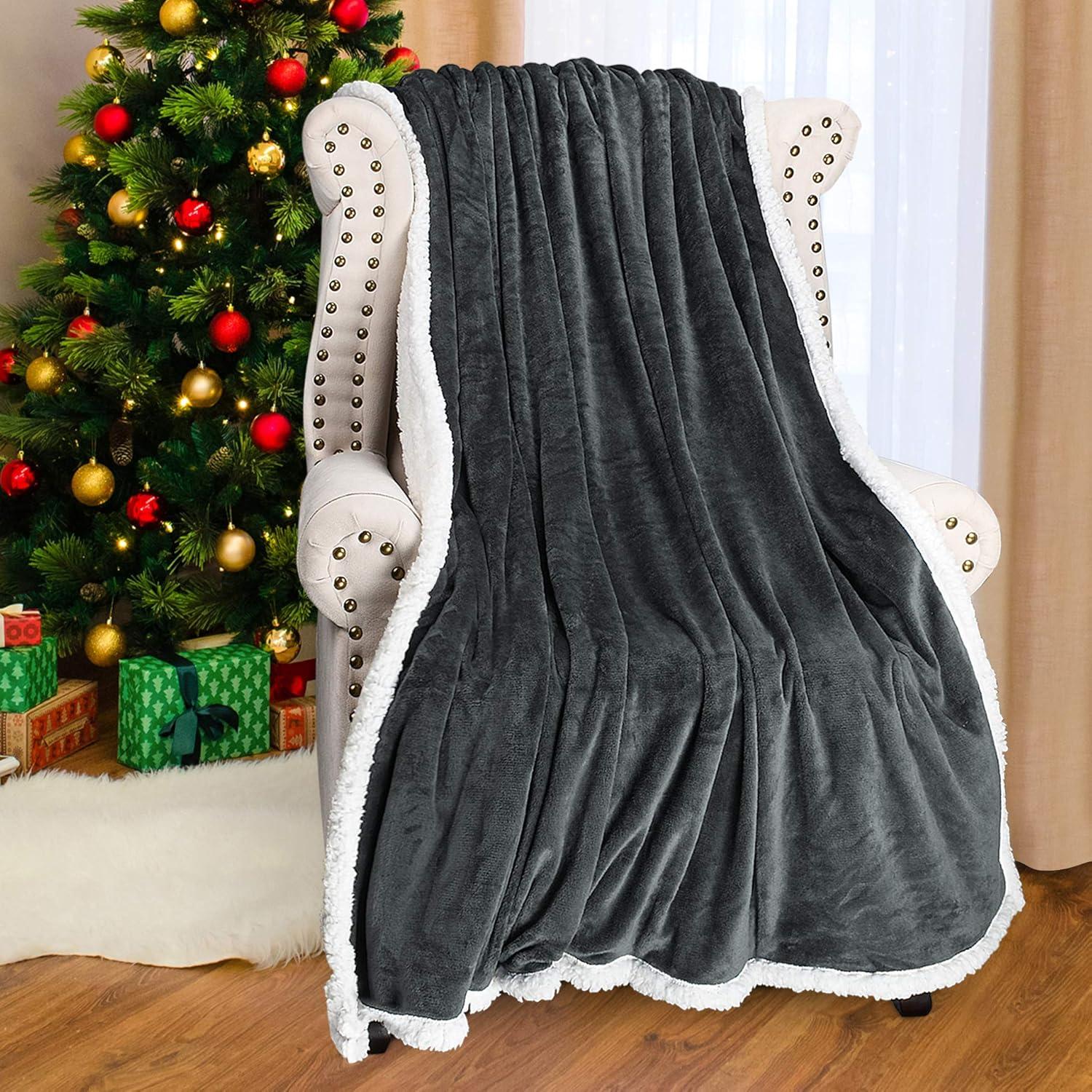 Manta de Sherpa Catalonia Gris Carbón 127x152 cm Reversible