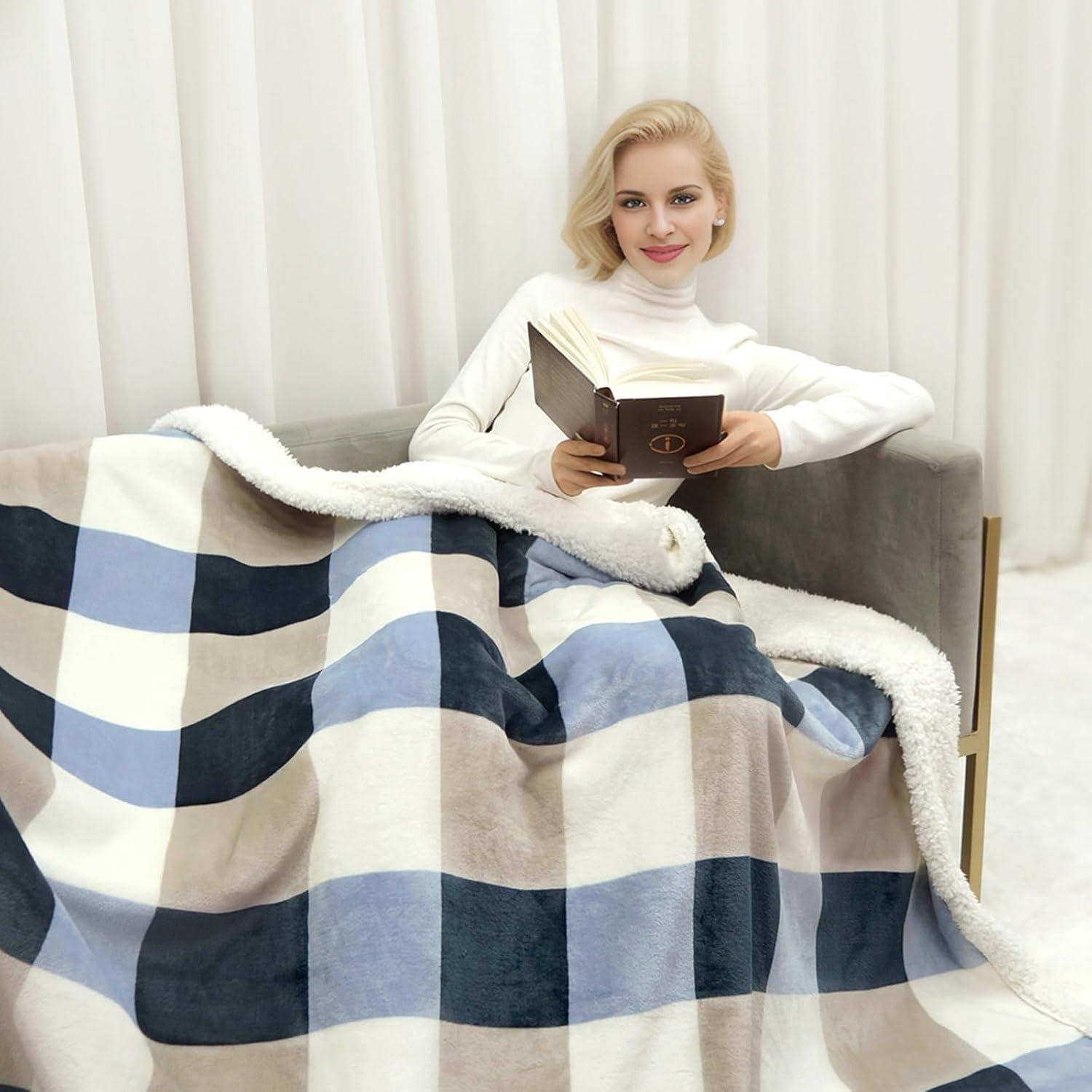 Manta Sherpa Gracelife 127x152 cm Gris-Azul Suave