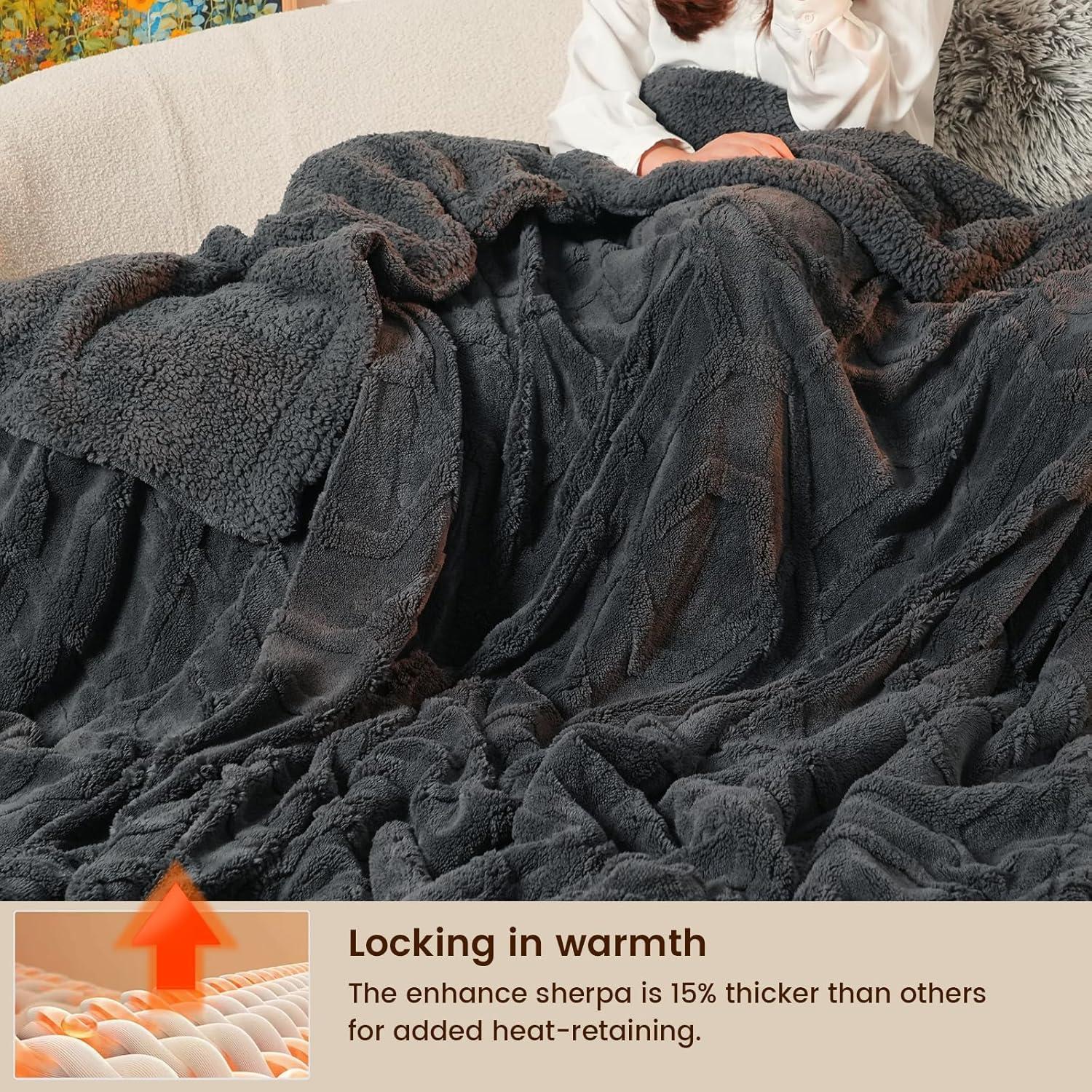 Manta de Fleece PHF Gris Oscuro 127x152cm Invierno 510GSM