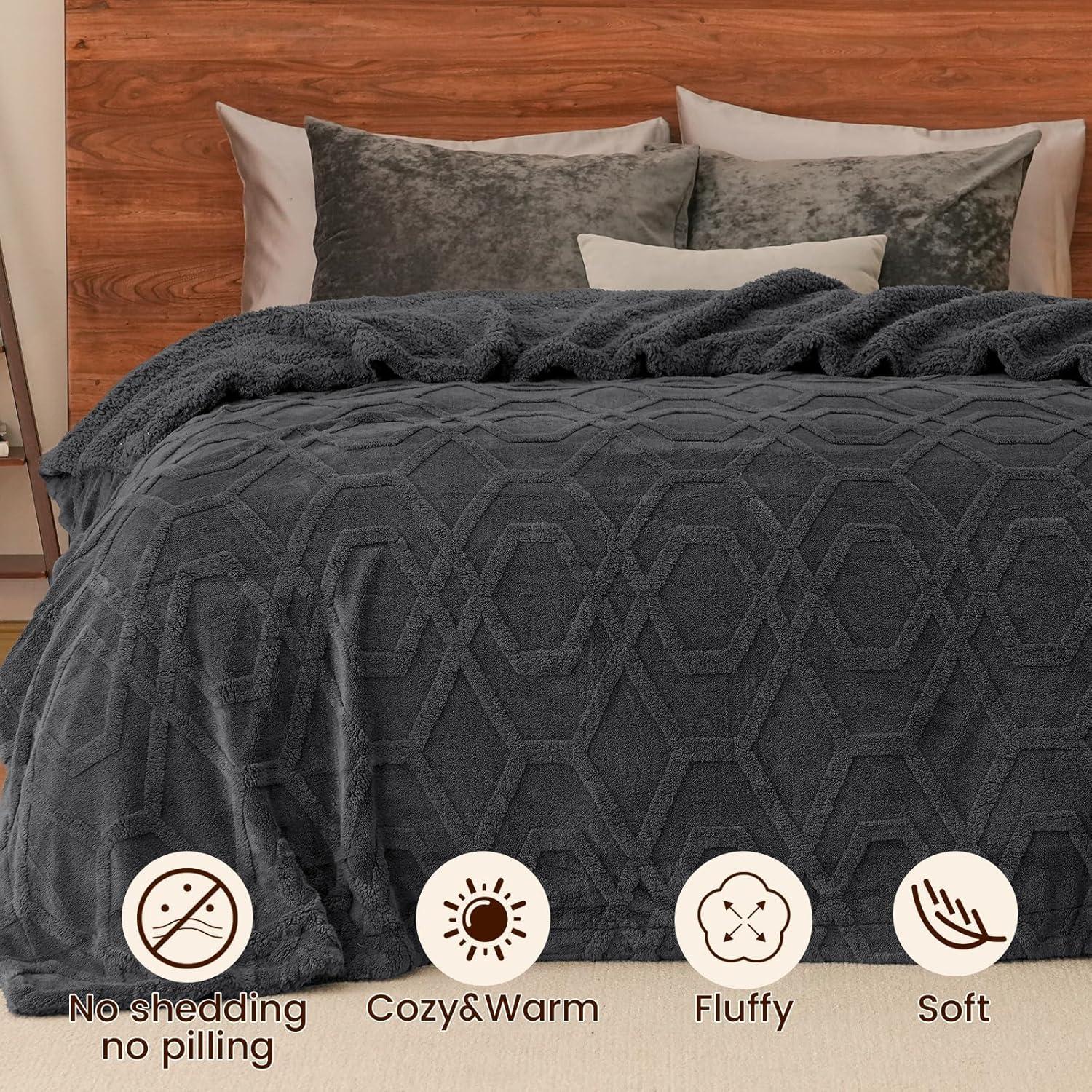 Manta de Fleece PHF Gris Oscuro 127x152cm Invierno 510GSM