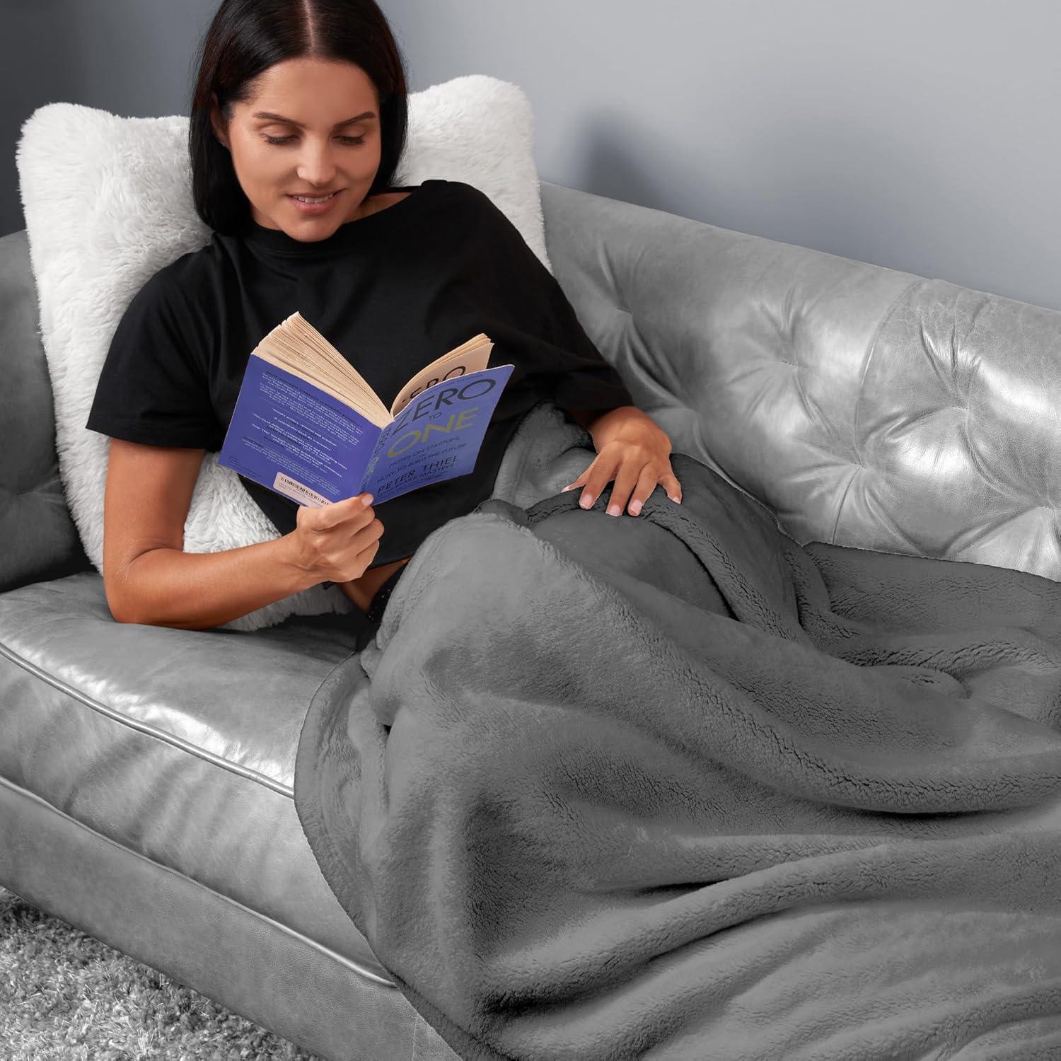 Manta Acogedora Warmwell Northwest 127x152 cm Piel Sintética Carbón