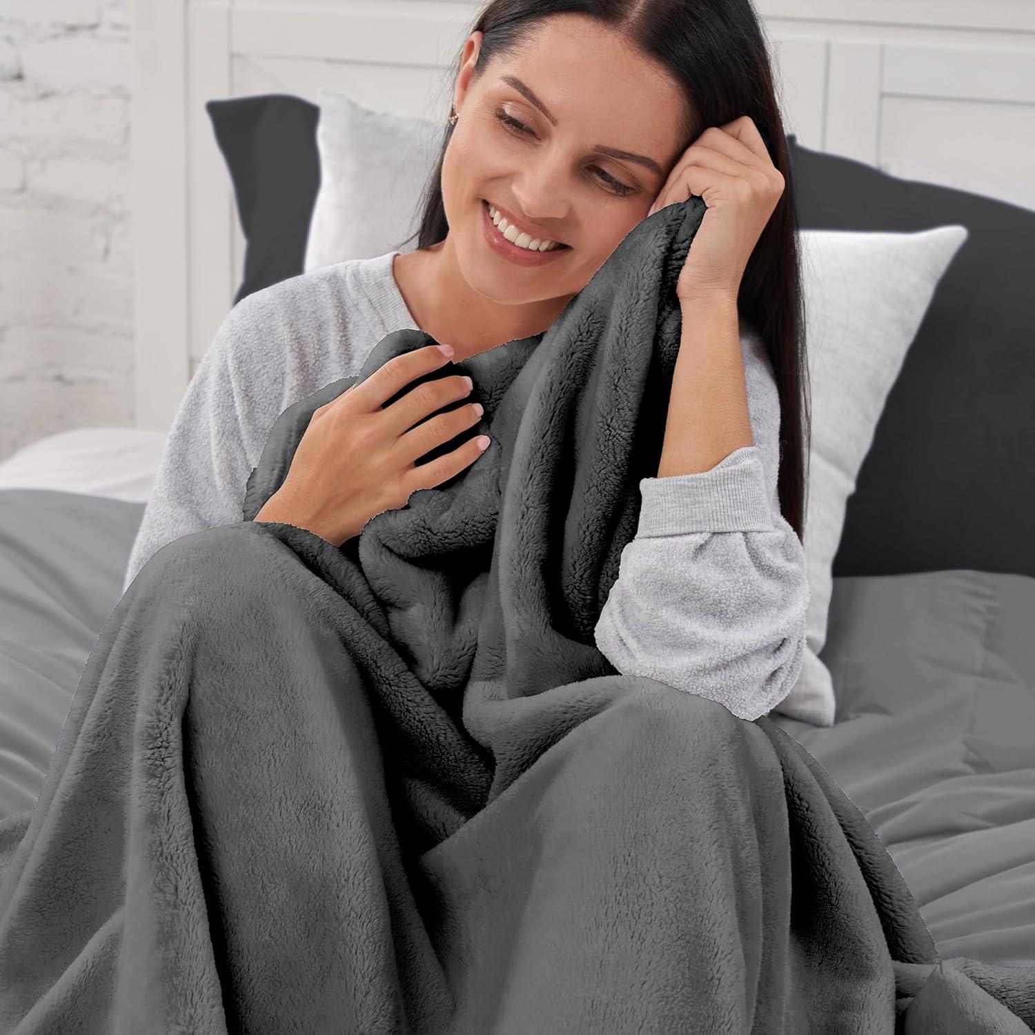 Manta Acogedora Warmwell Northwest 127x152 cm Piel Sintética Carbón