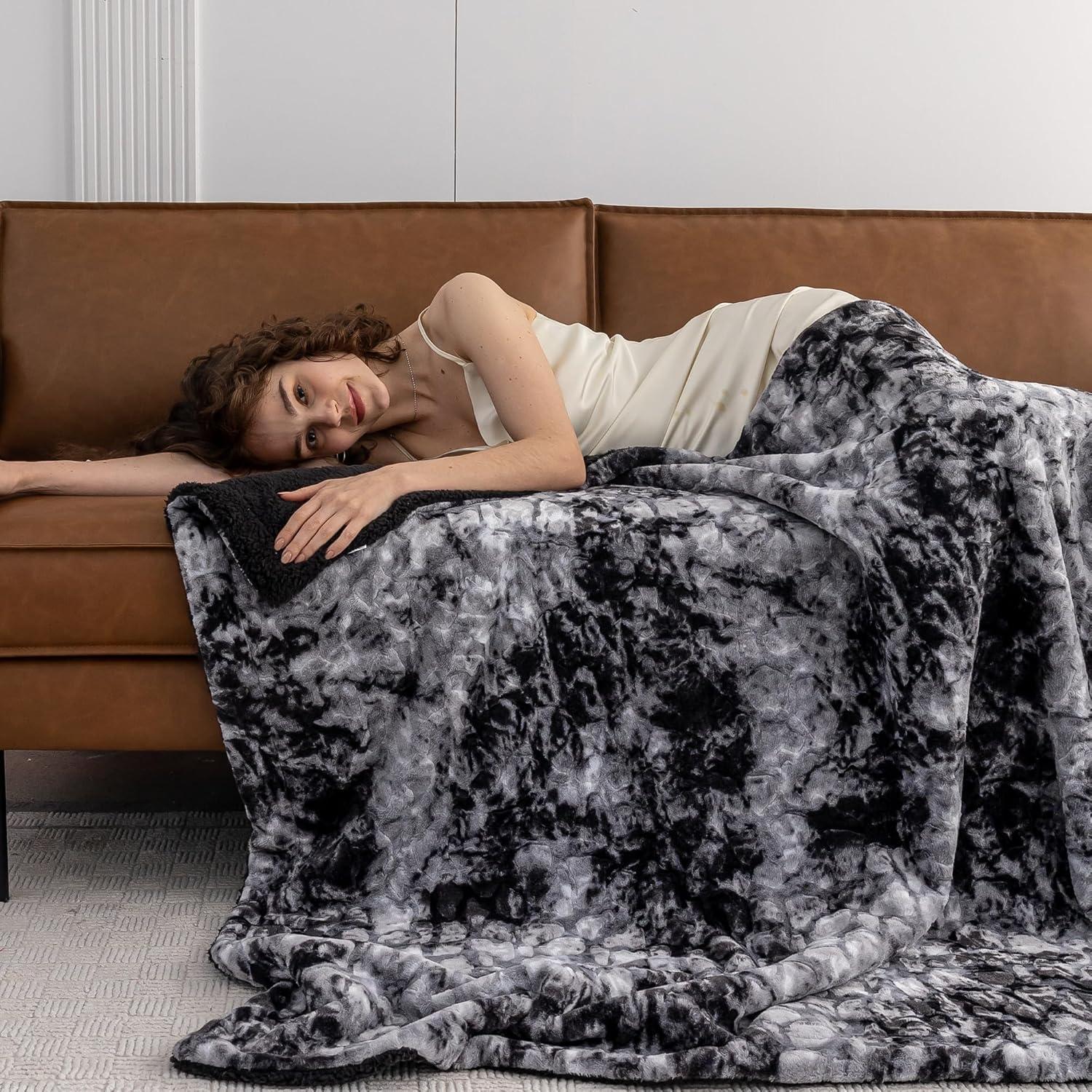 Manta Reversible Korbliss de Sherpa y Piel Falsa 127x152cm