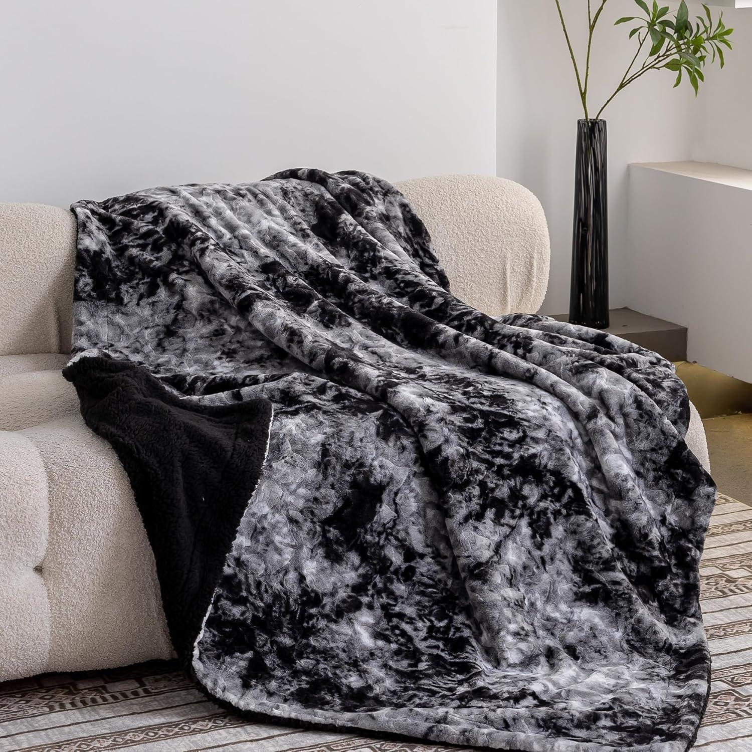Manta Reversible Korbliss de Sherpa y Piel Falsa 127x152cm