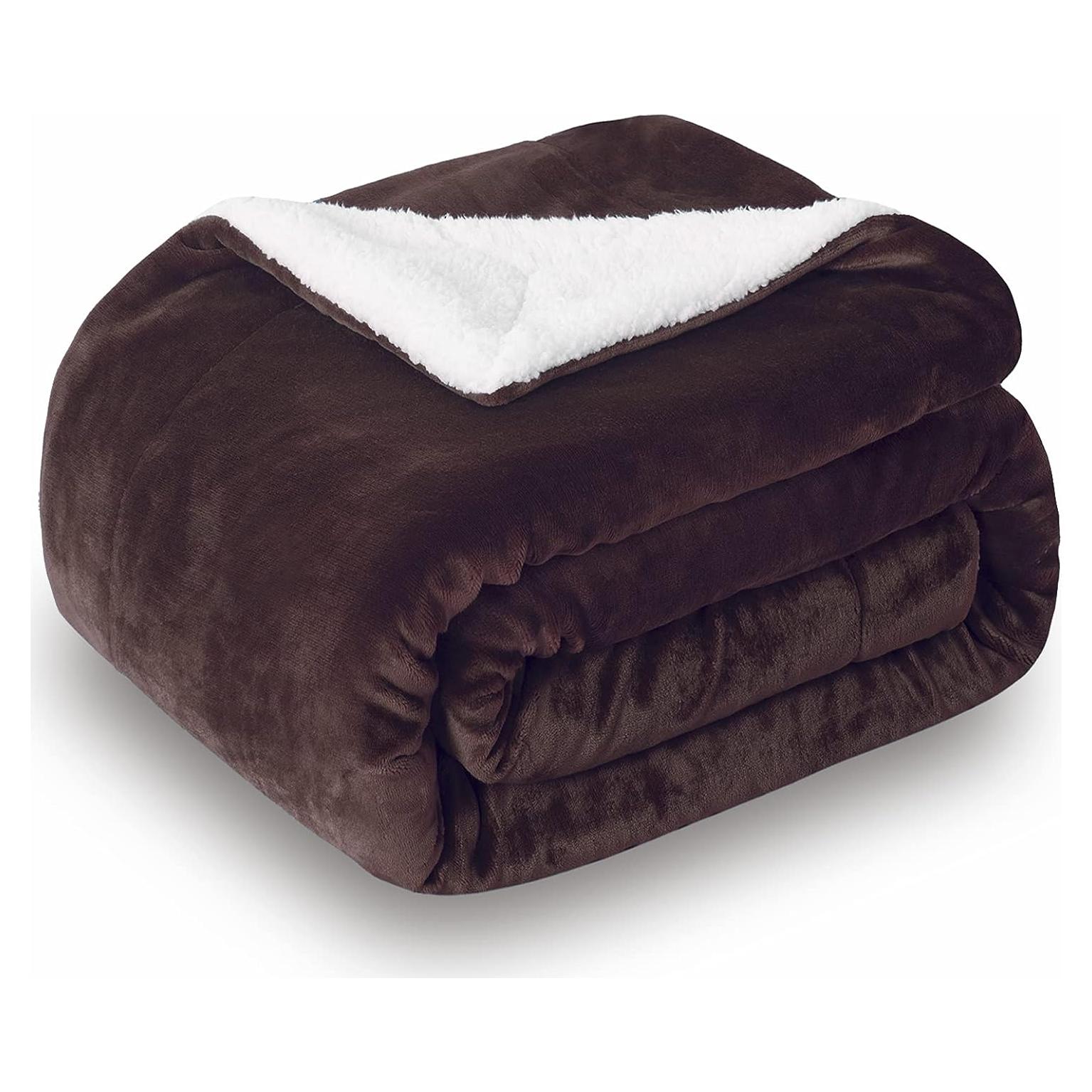 Manta Sherpa SOCHOW 127x152 cm Marrón Reversible Suave