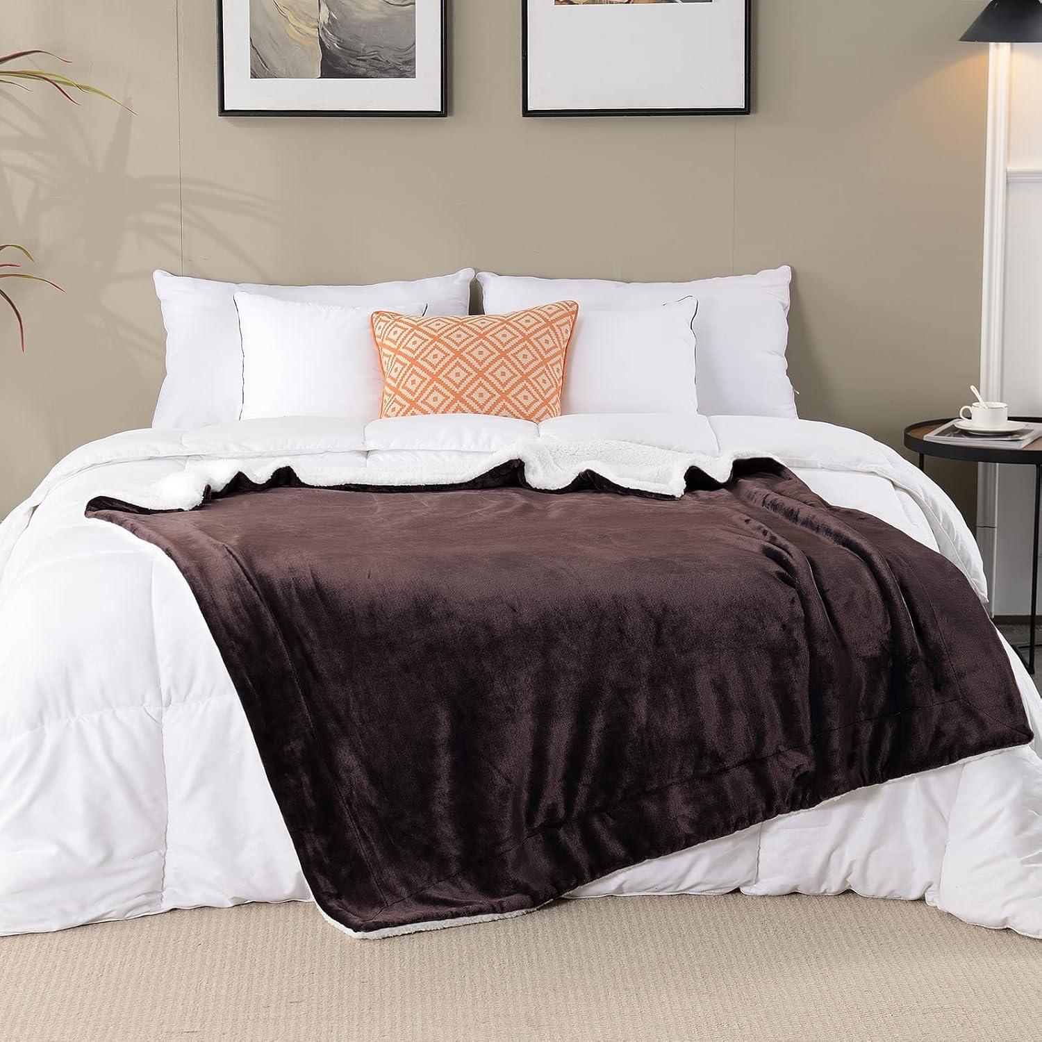 Manta Sherpa SOCHOW 127x152 cm Marrón Reversible Suave