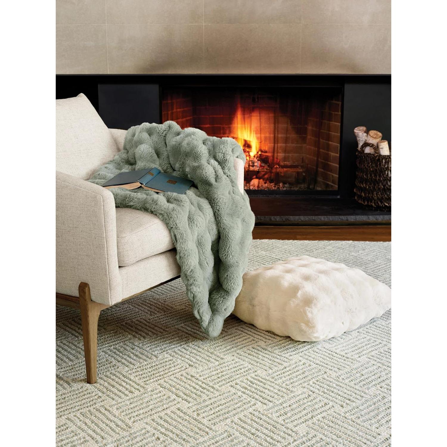 Manta Fab Faux Pine Cone Hill 178x127 cm Sólido Azul