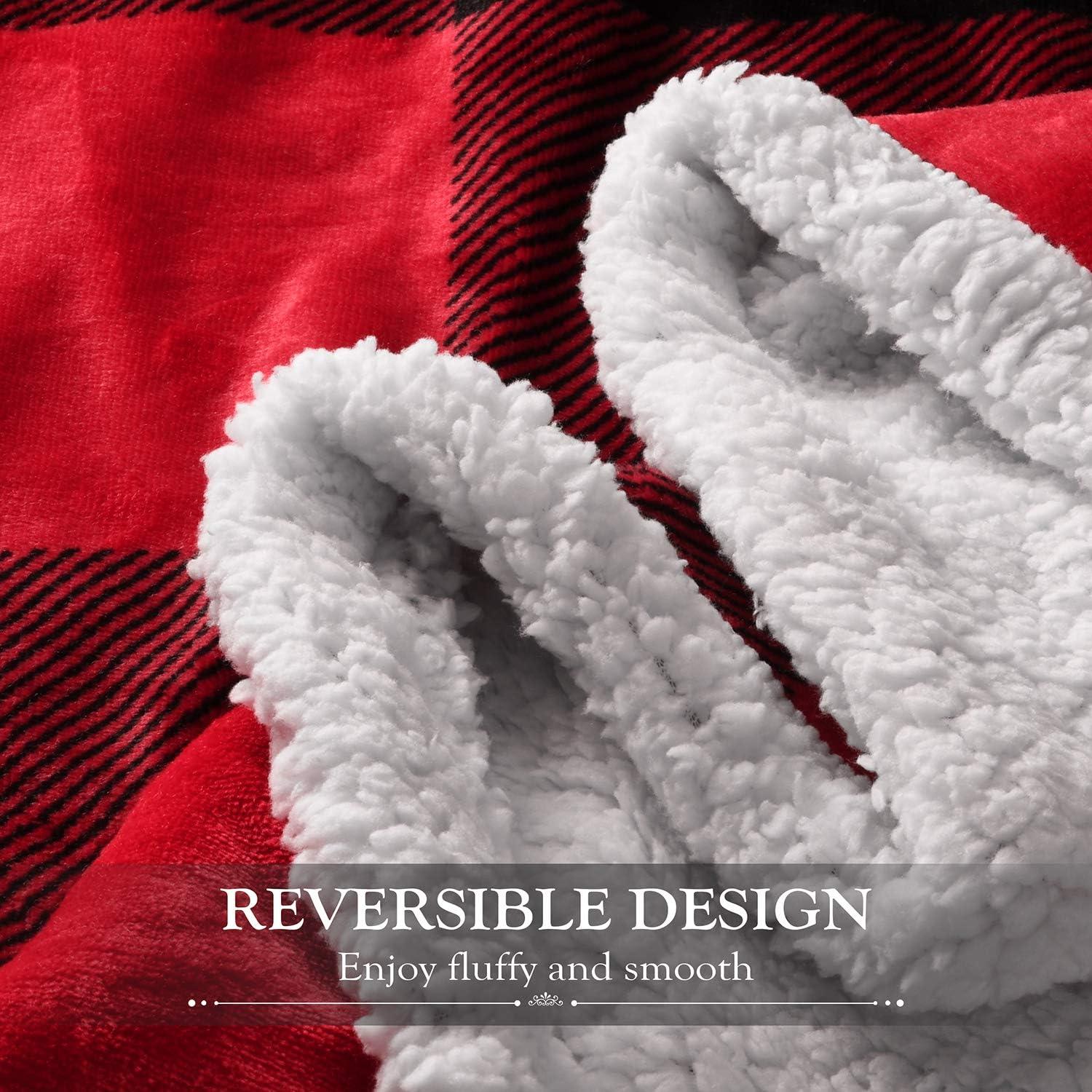 Manta Sherpa Reversible Catalonia 127x152 cm Cuadros Rojos