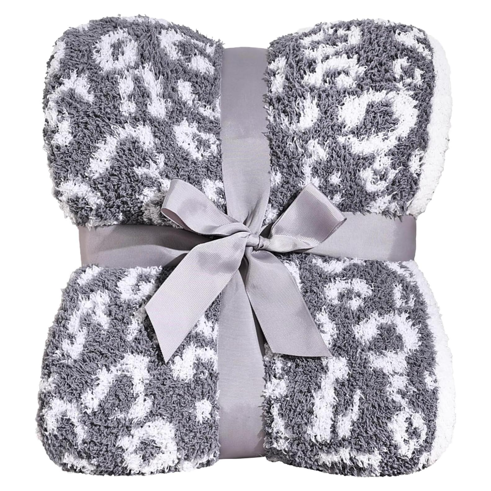 Manta Panku Leopardo Jacquard 127x152 cm Gris Suave