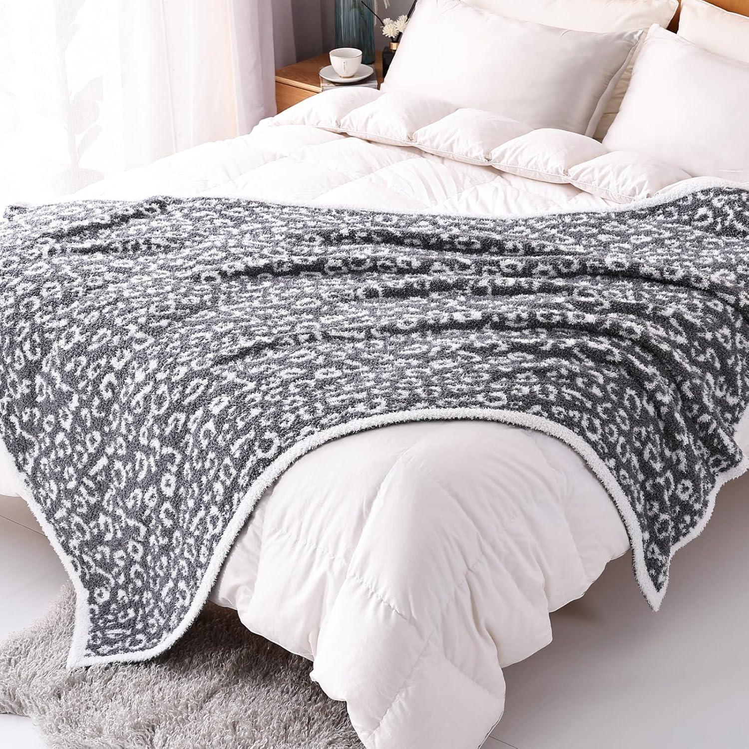 Manta Panku Leopardo Jacquard 127x152 cm Gris Suave