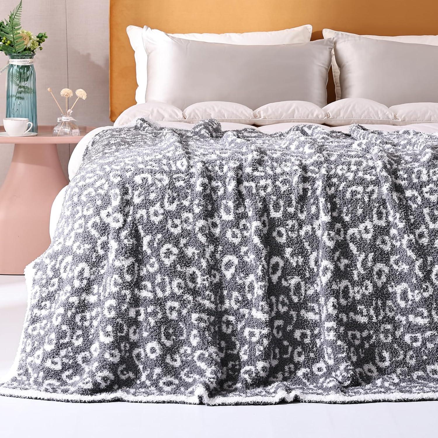 Manta Panku Leopardo Jacquard 127x152 cm Gris Suave