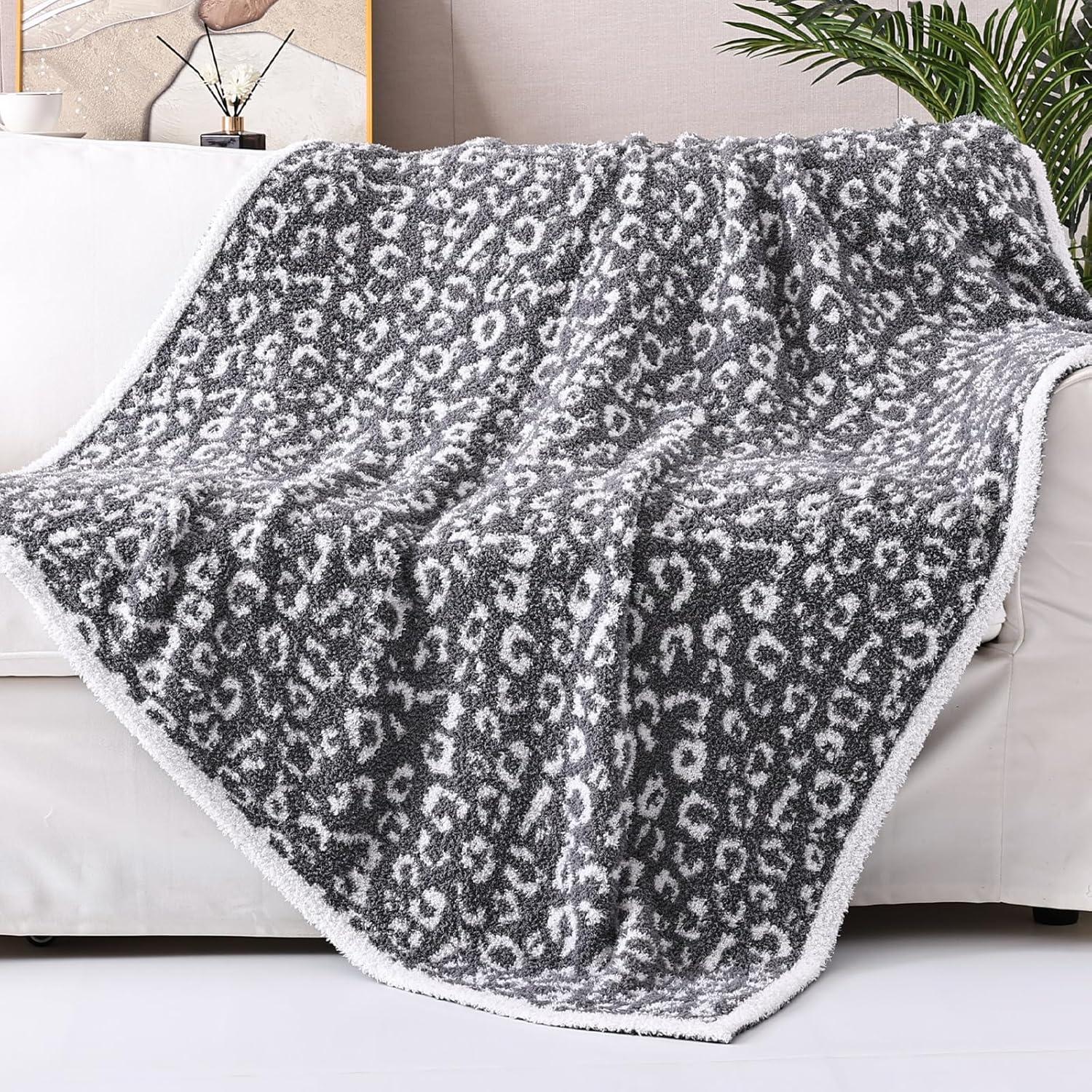 Manta Panku Leopardo Jacquard 127x152 cm Gris Suave