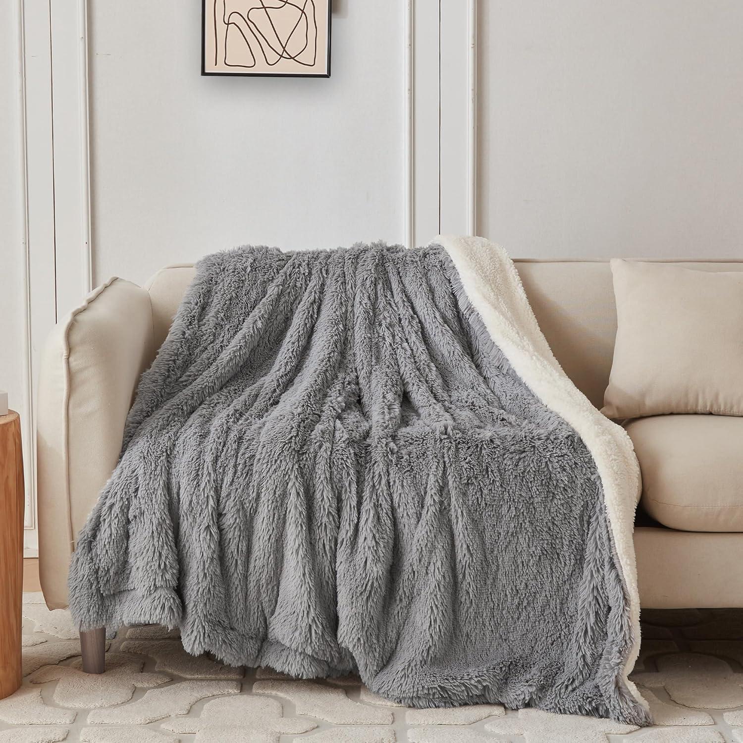 Manta de Piel Sintética COOVA 127x152cm Gris Claro Suave