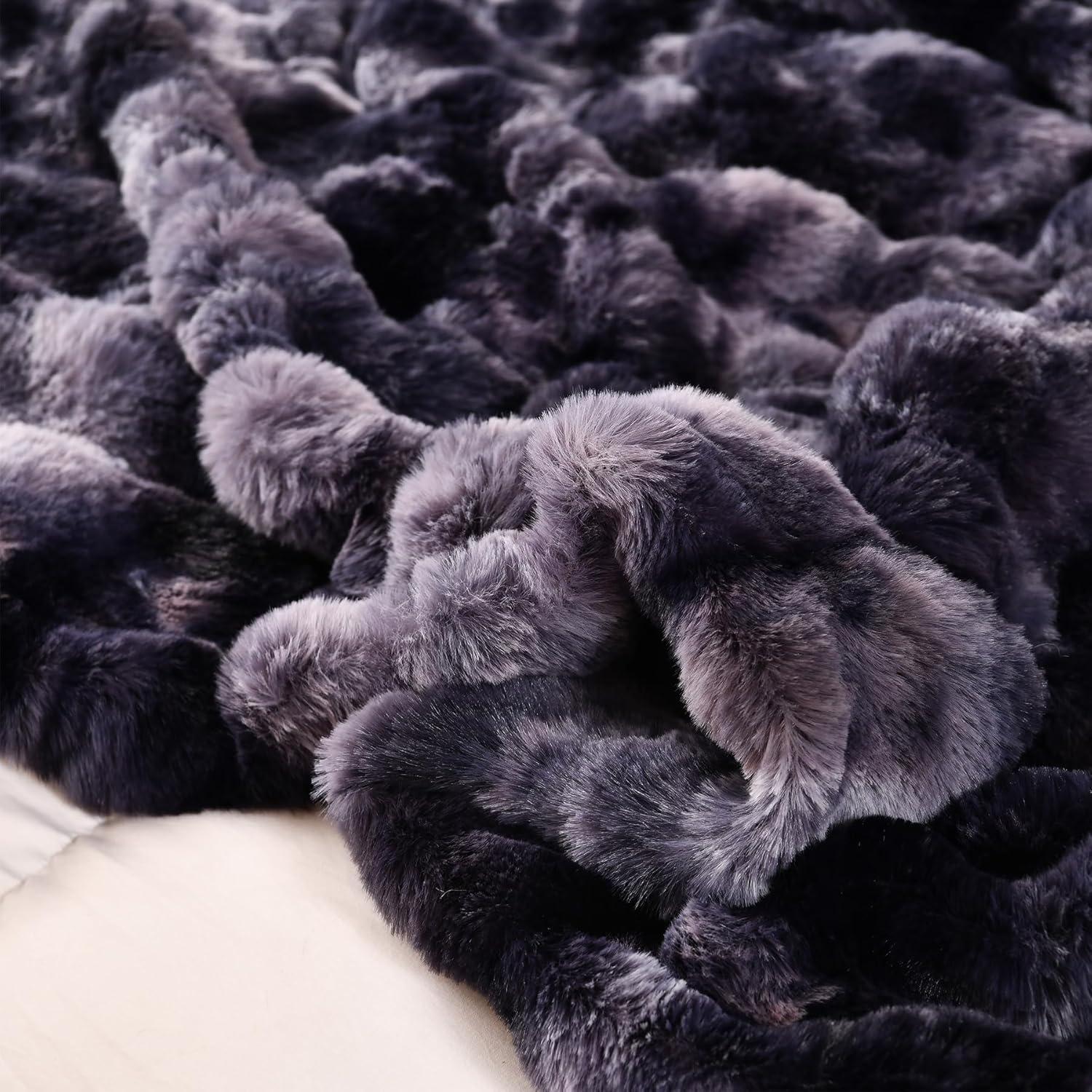 Manta de Piel Sintética H&D 127x152 cm Gris Oscuro