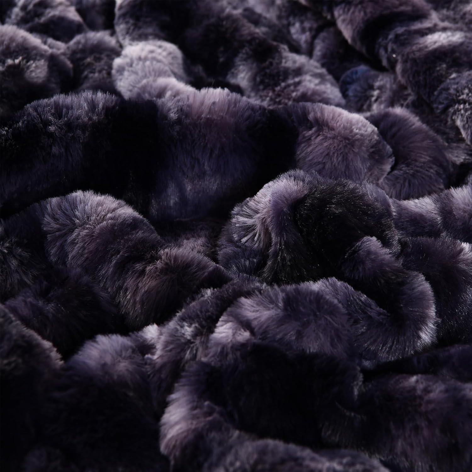 Manta de Piel Sintética H&D 127x152 cm Gris Oscuro