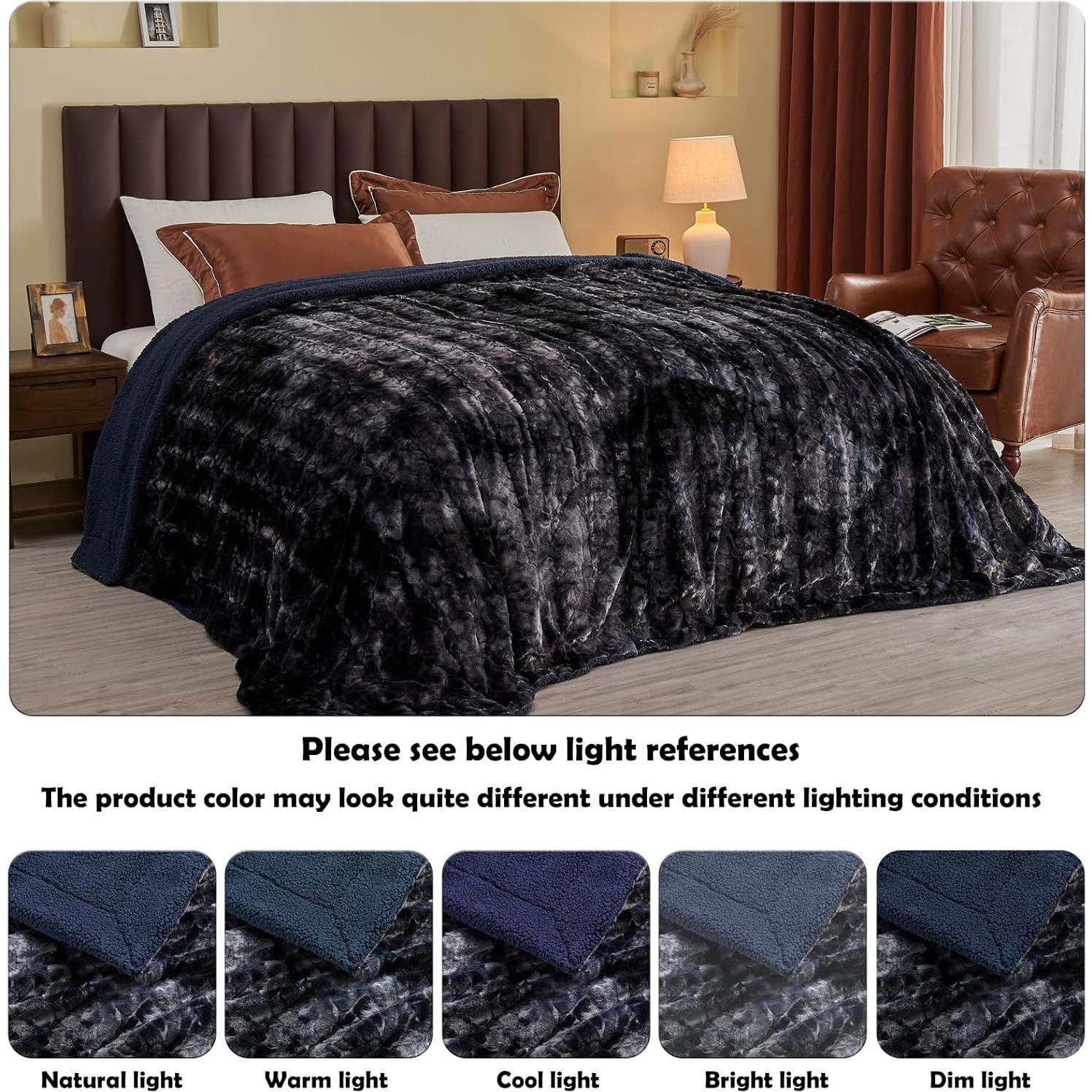 Manta de Piel Sintética NEWCOSPLAY 127x152cm Tie-dye Negro