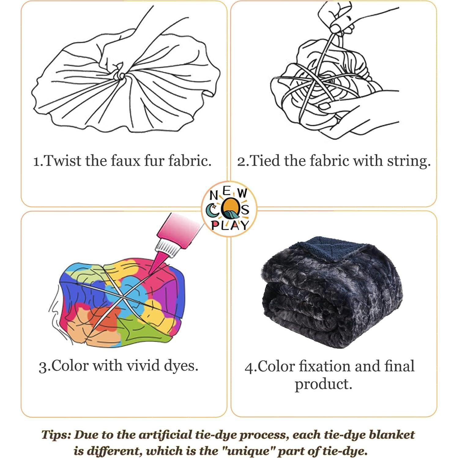 Manta de Piel Sintética NEWCOSPLAY 127x152cm Tie-dye Negro