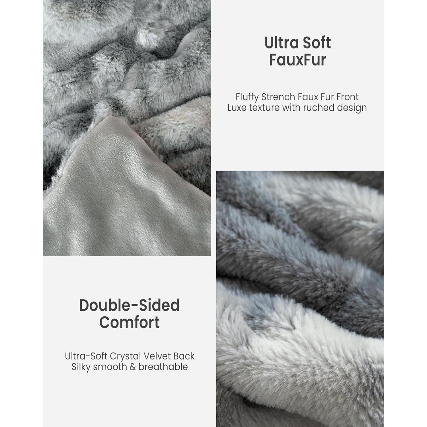 Manta de Piel Sintética blunique 127x152 cm Tie-Dye Gris