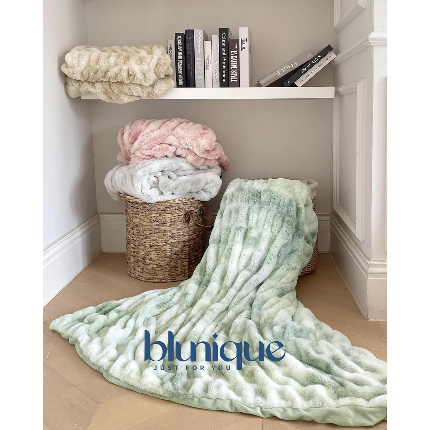 Manta de Piel Sintética blunique 127x152 cm Tie-Dye Gris