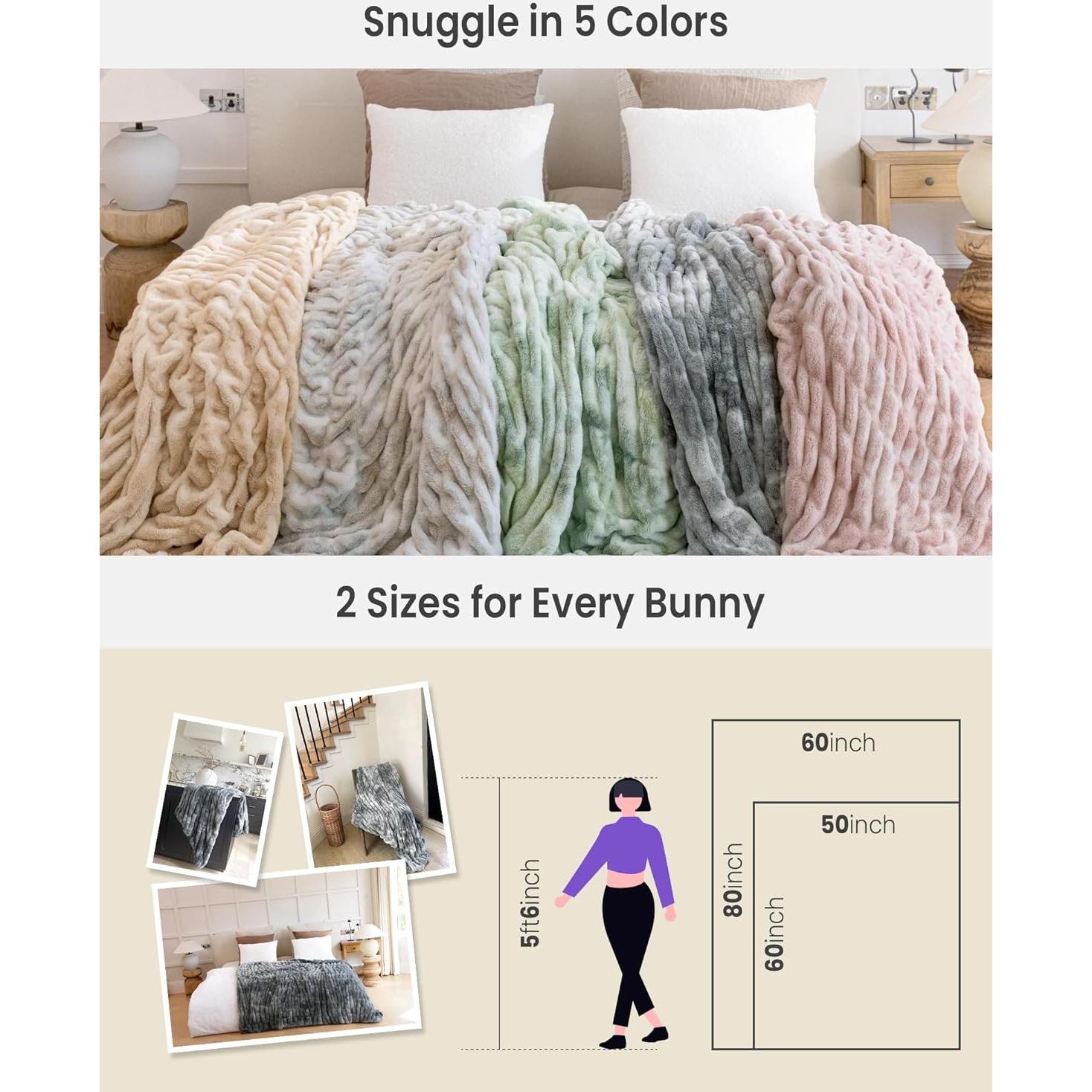 Manta de Piel Sintética blunique 127x152 cm Tie-Dye Gris