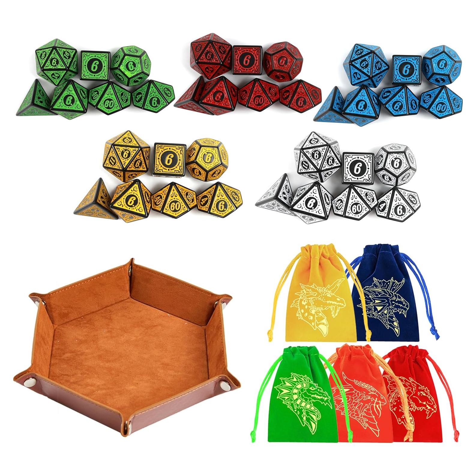 Juego de Dados Poliedricos PUGED 42 Pcs Retro D&D RPG