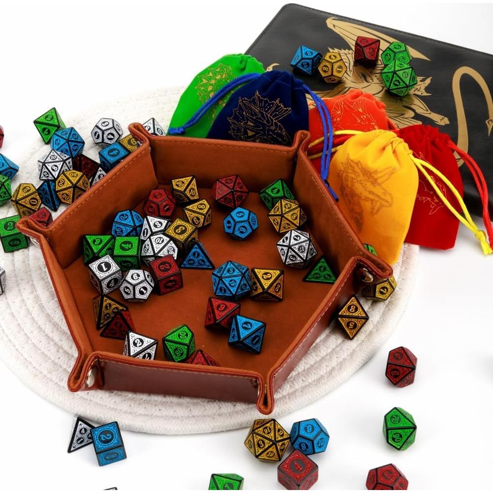 Juego de Dados Poliedricos PUGED 42 Pcs Retro D&D RPG