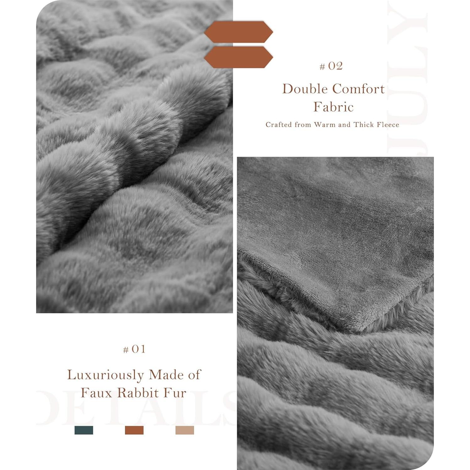 Manta de Lanzar Reversible Julio 127x152 cm Gris Suave