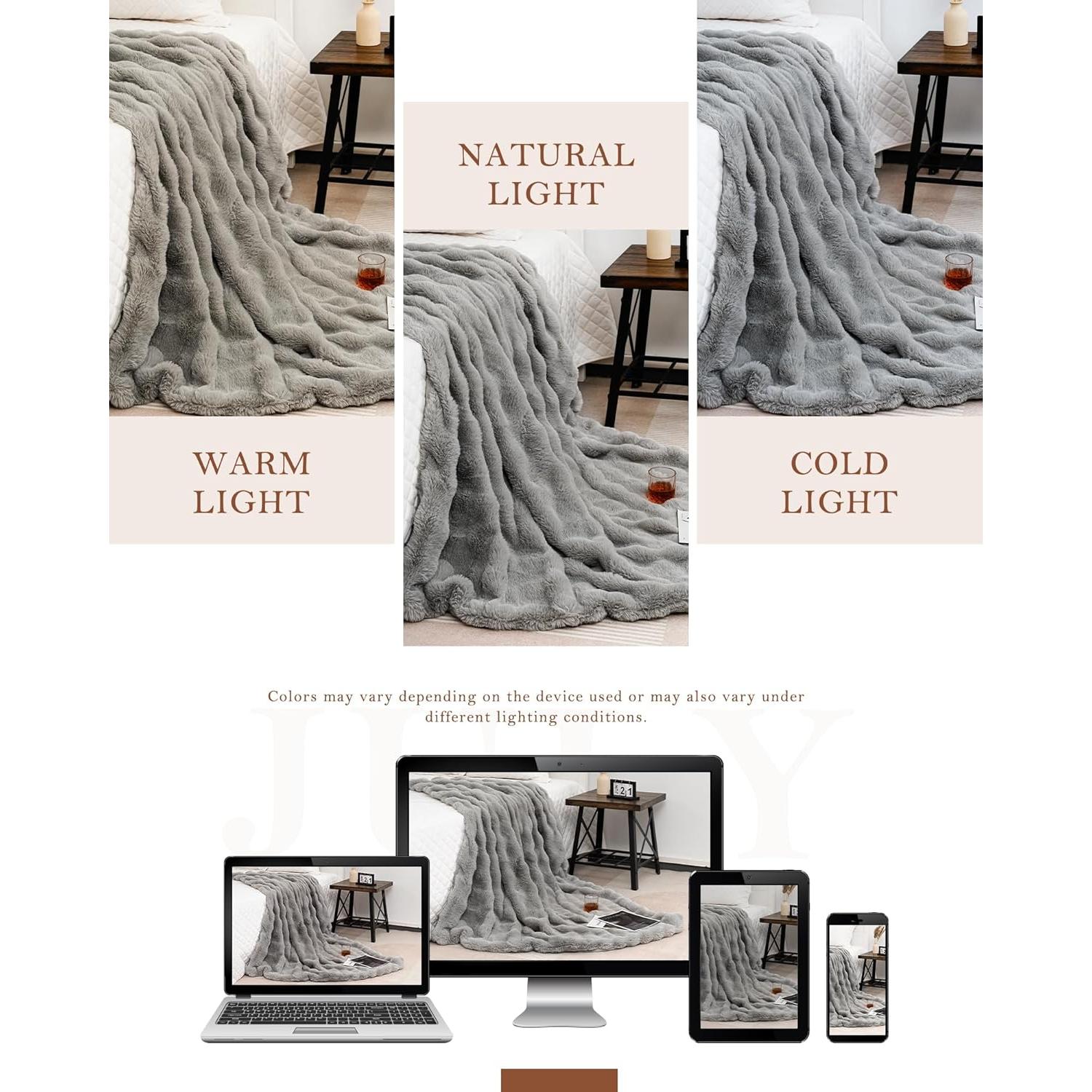 Manta de Lanzar Reversible Julio 127x152 cm Gris Suave