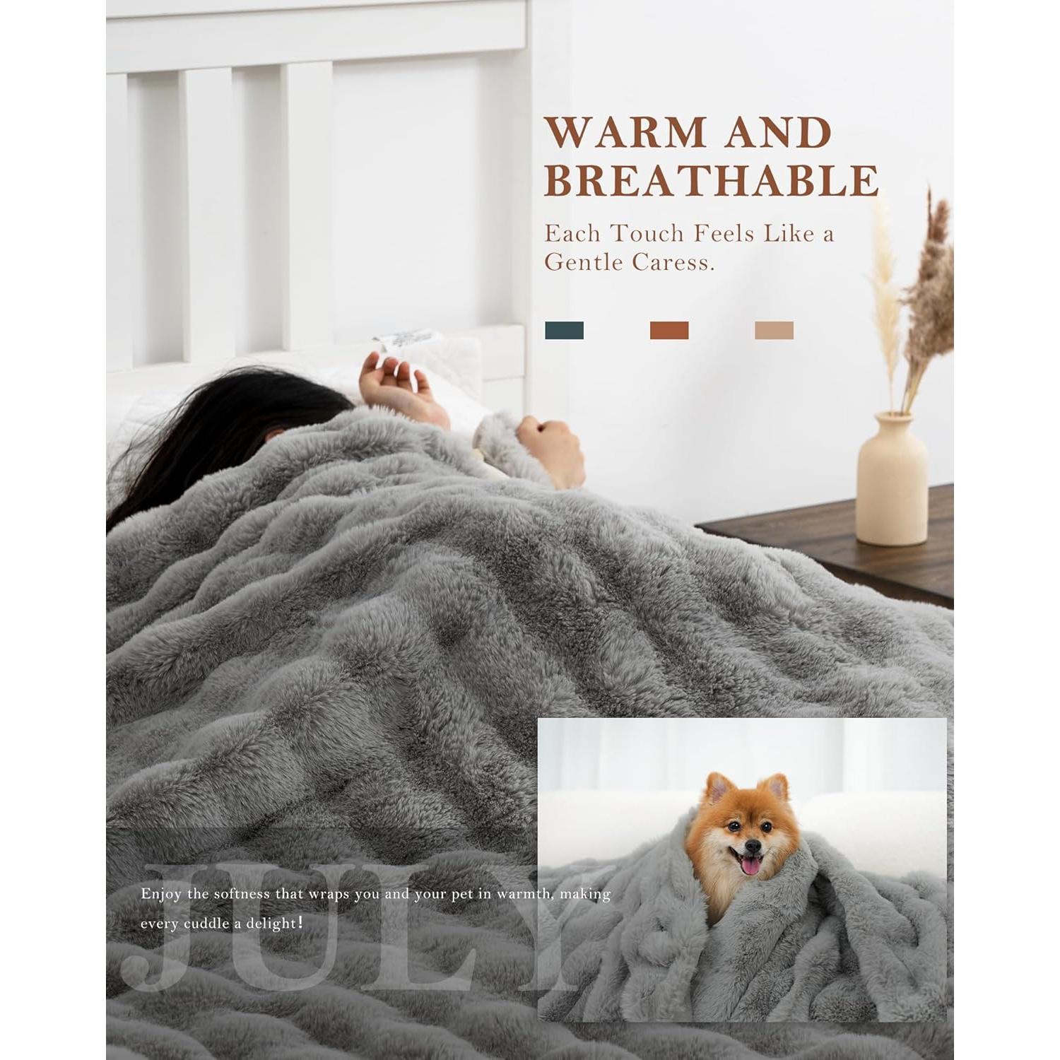 Manta de Lanzar Reversible Julio 127x152 cm Gris Suave