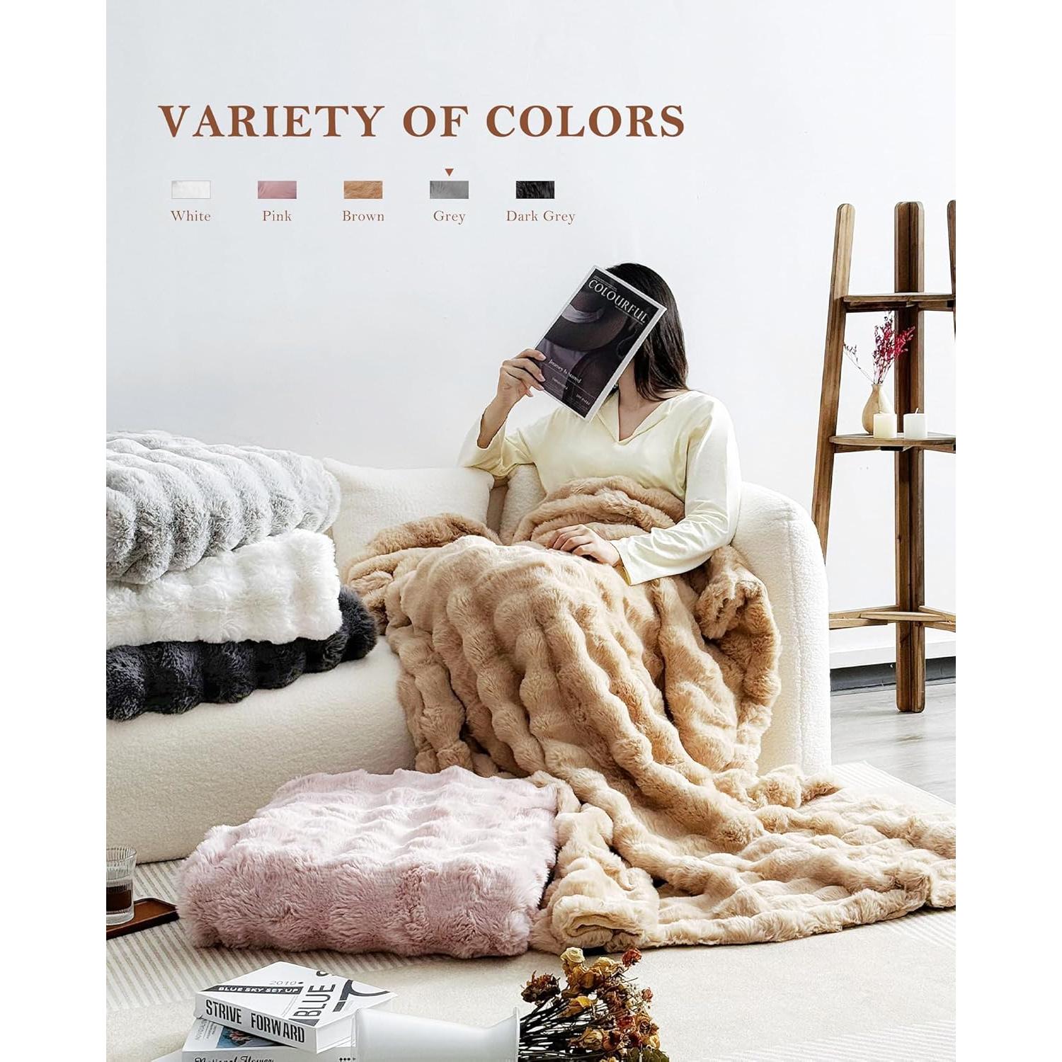 Manta de Lanzar Reversible Julio 127x152 cm Gris Suave