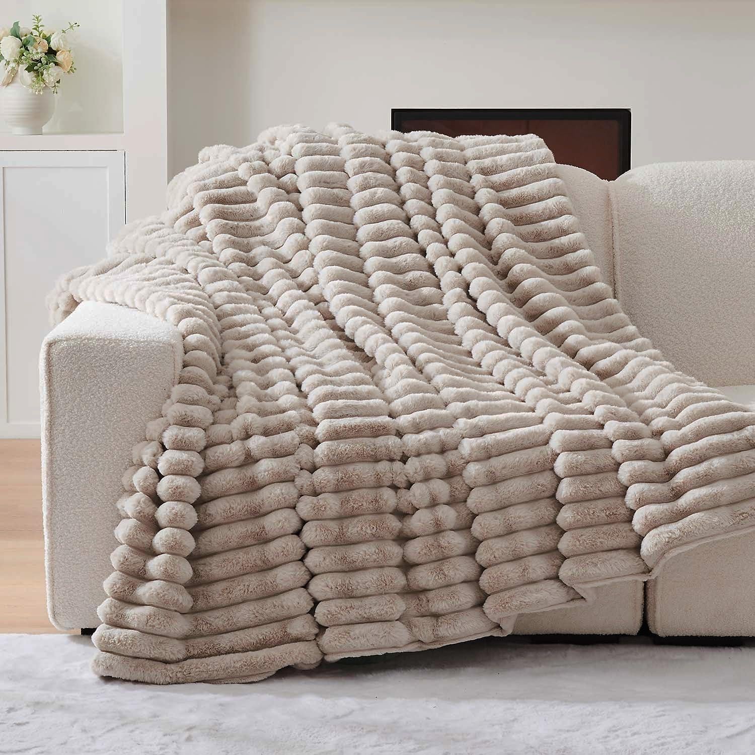 Manta de Piel Sintética Lotus Karen 127x152 cm Lino Rayas