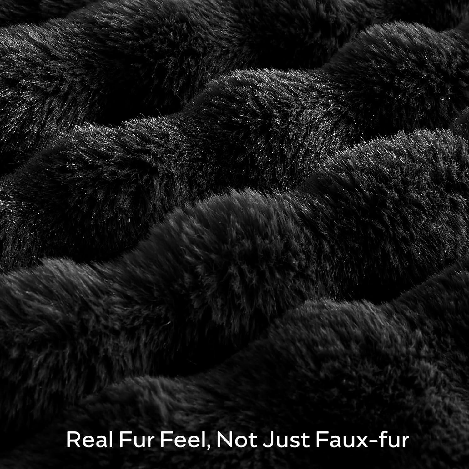 Manta de Piel Sintética JELLYMONI 127x152cm Negra Suave